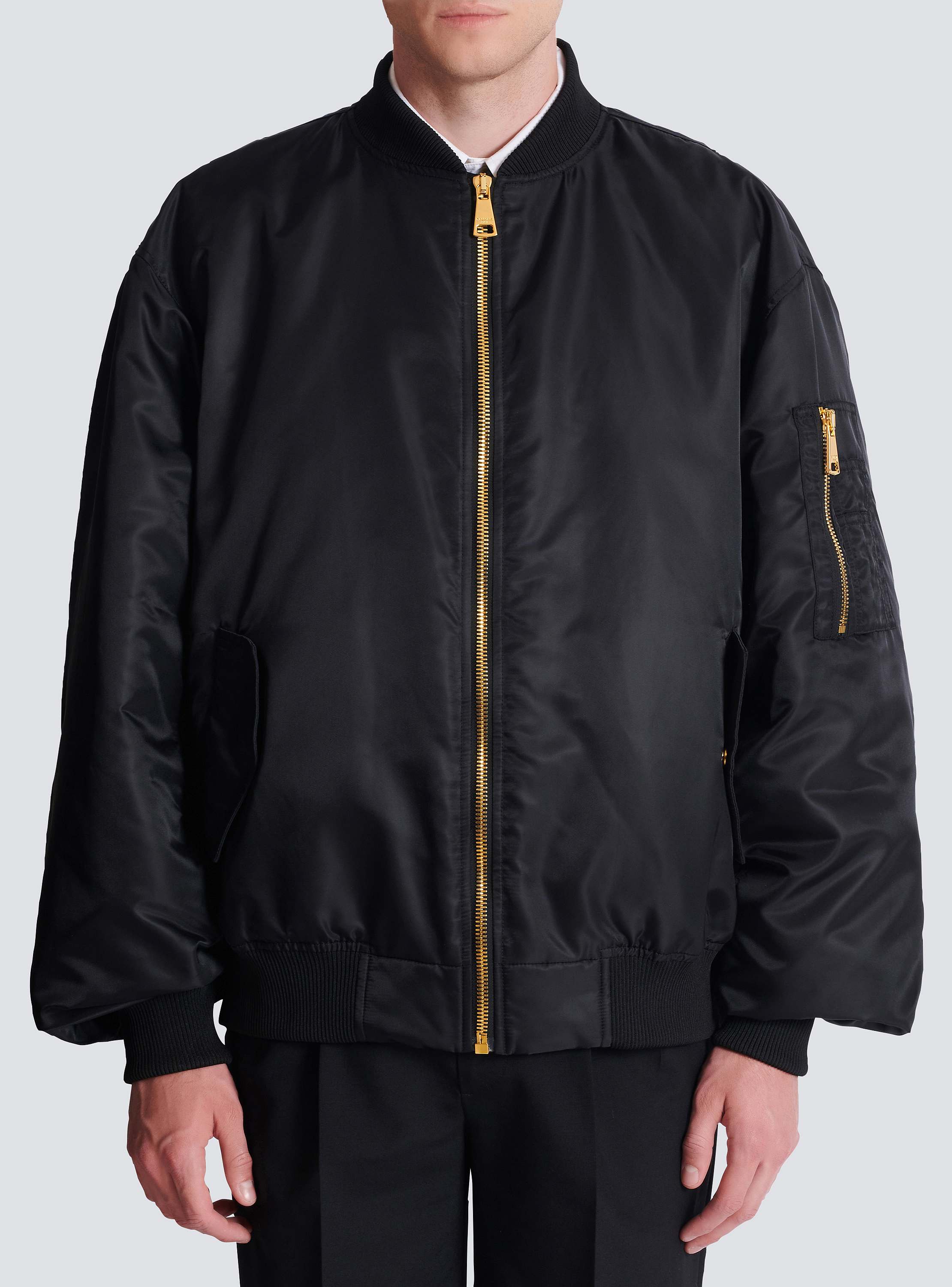 Printed nylon bomber jacket