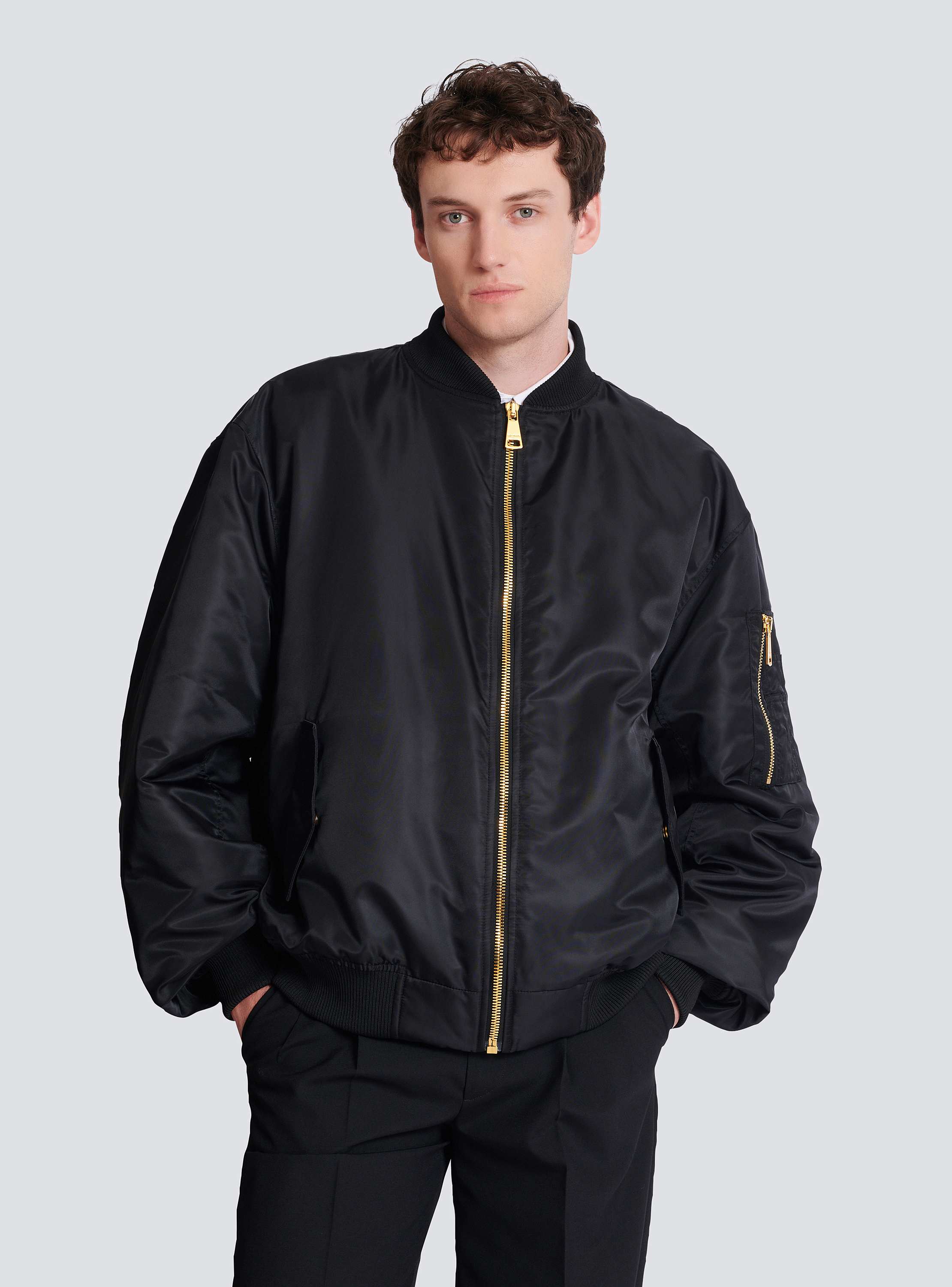 Printed nylon bomber jacket