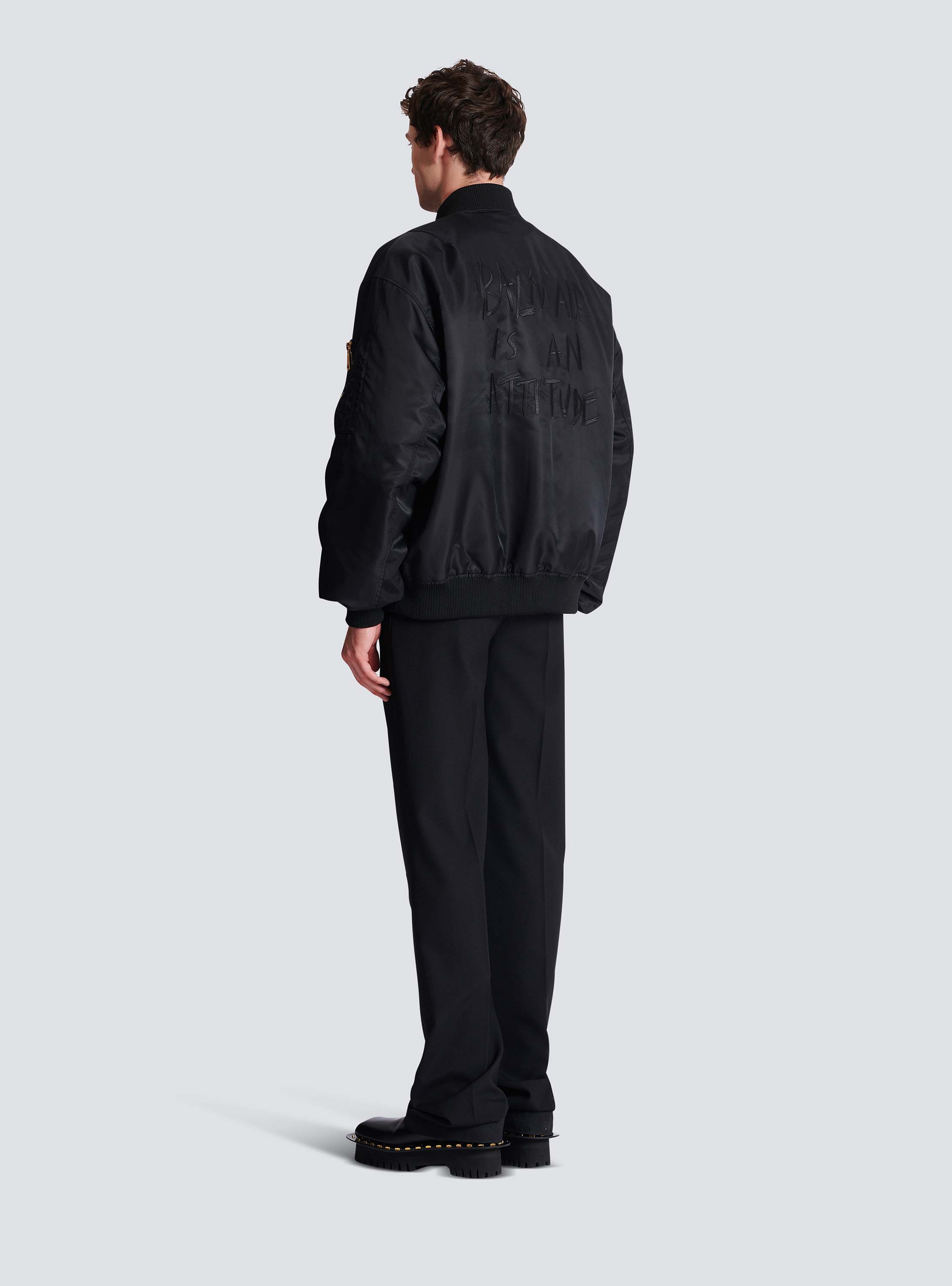 Printed nylon bomber jacket