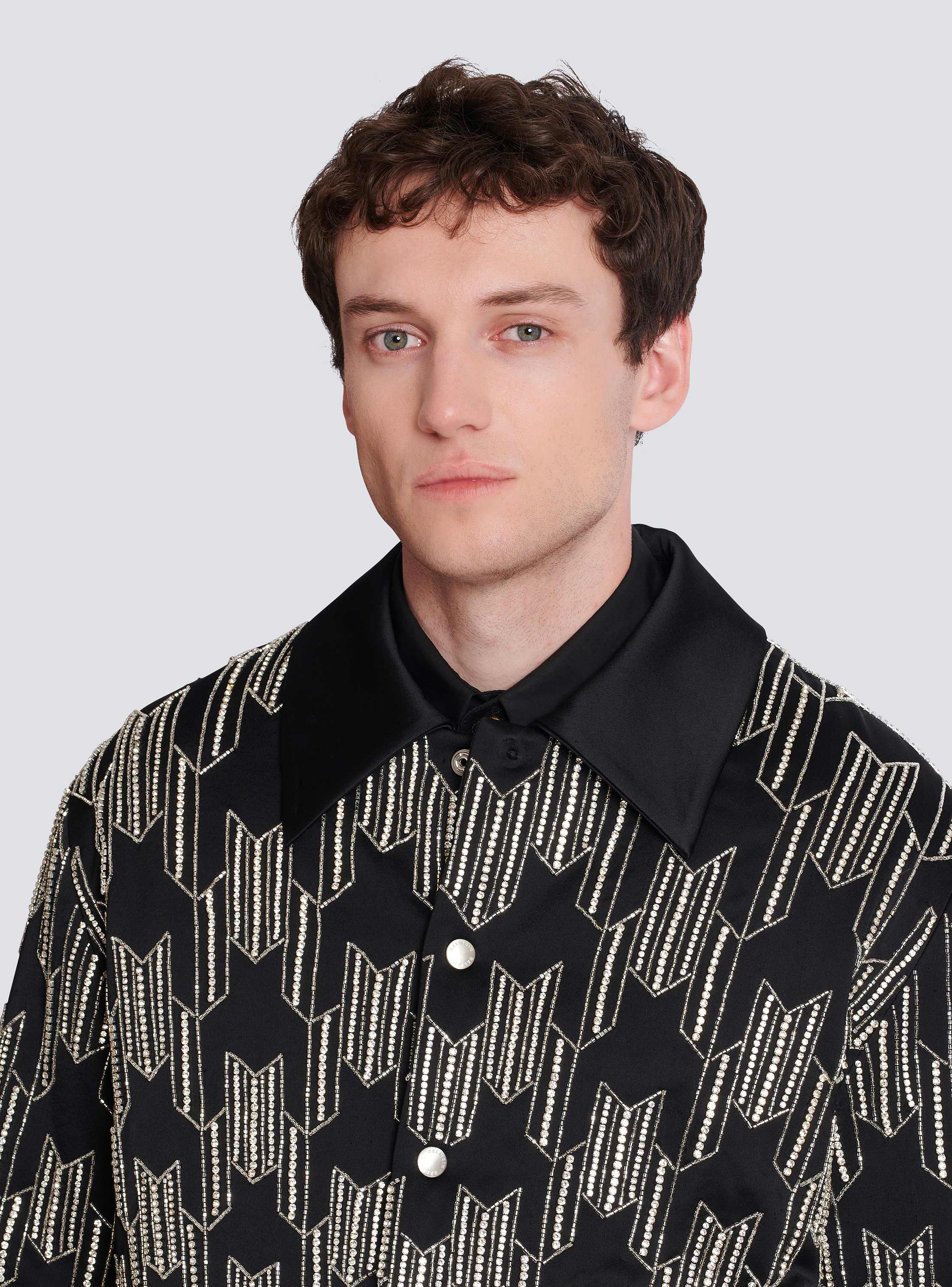 Satin bomber jacket with crystal embroidery