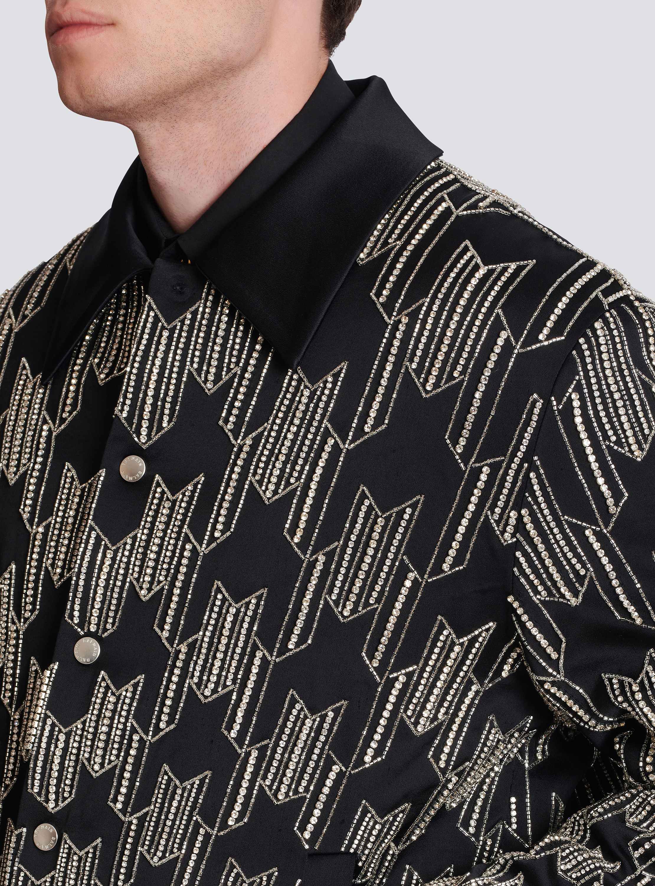 Satin bomber jacket with crystal embroidery