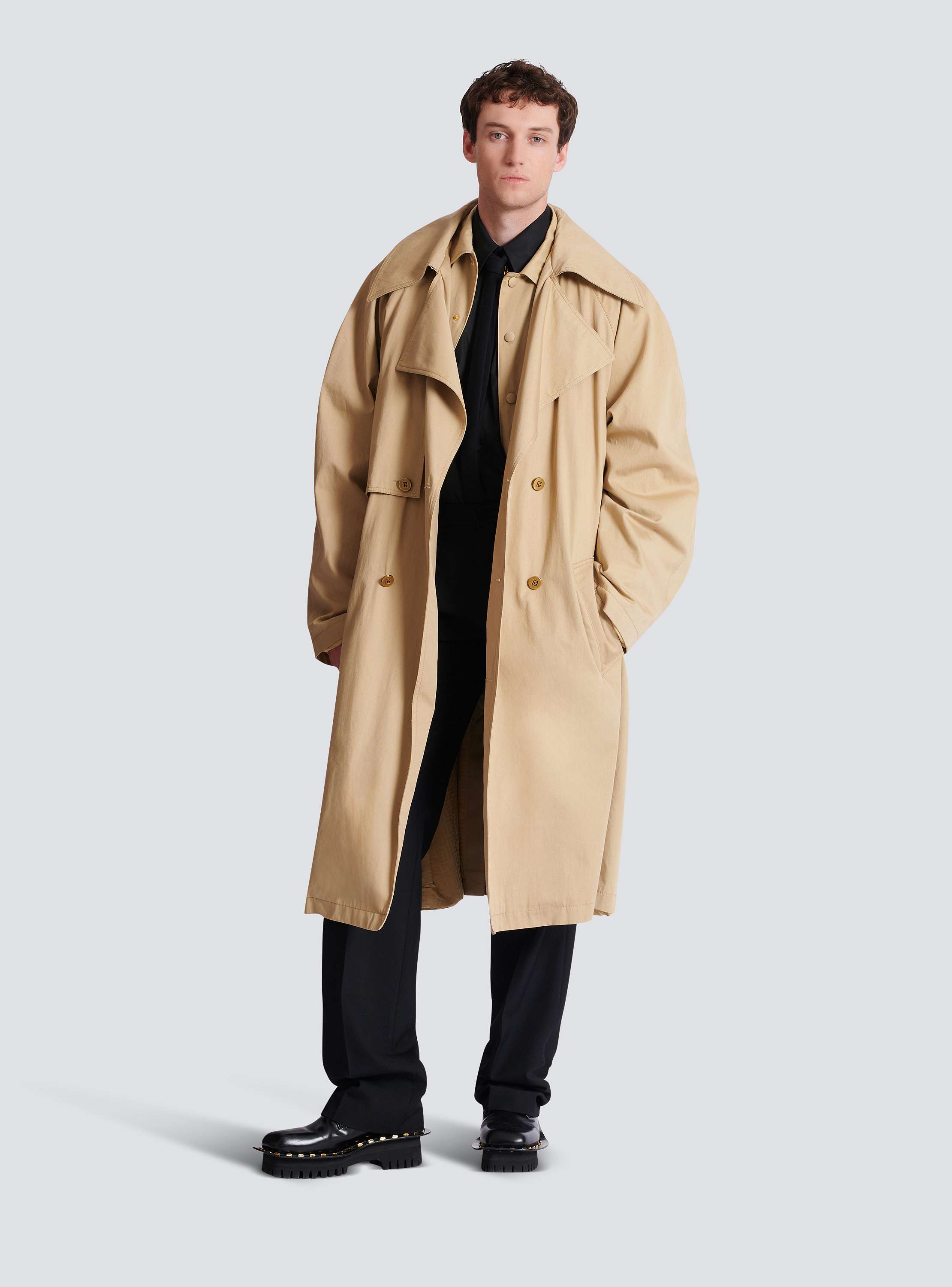 Cotton canvas trench coat