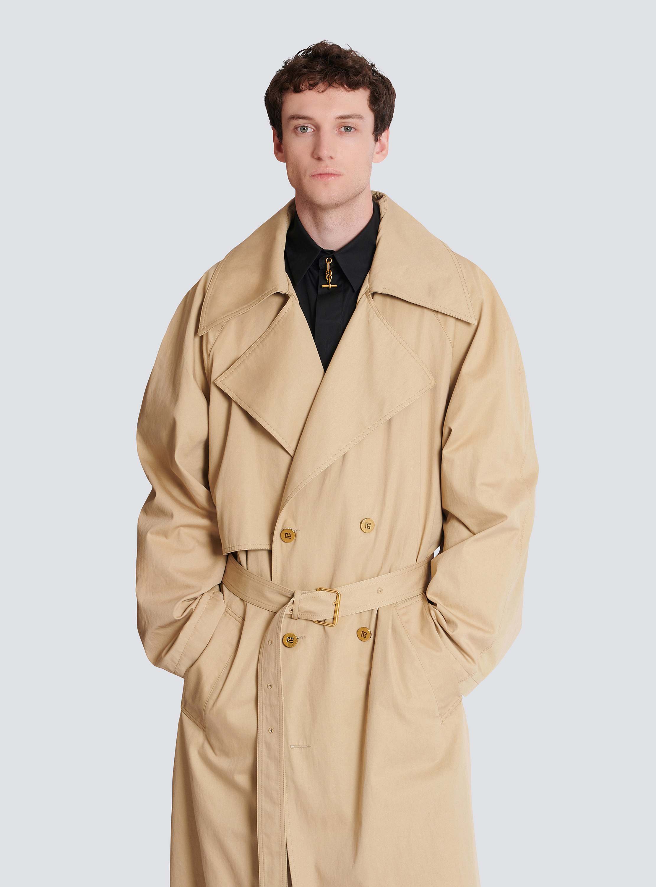 Cotton canvas trench coat