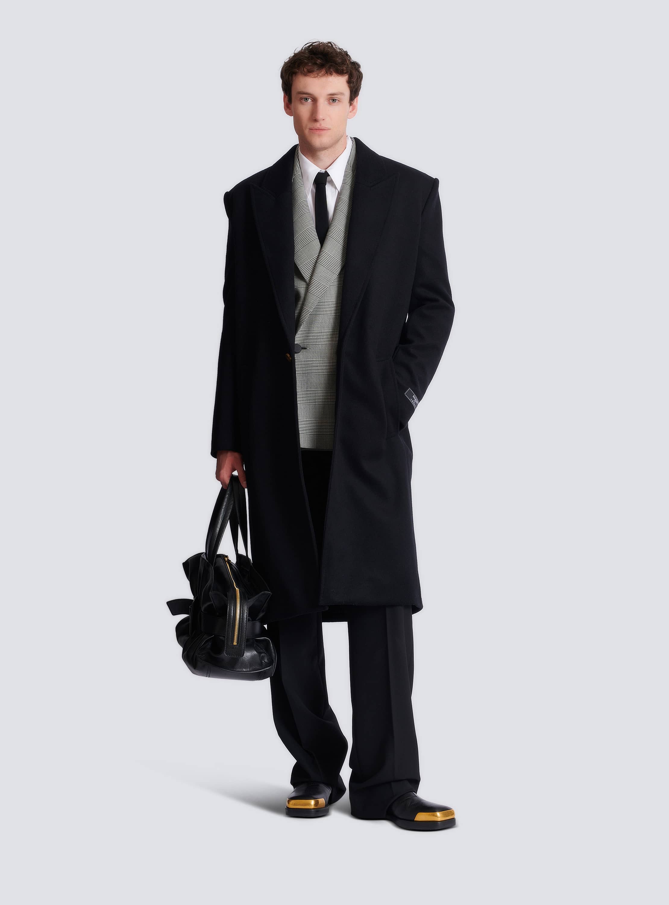 Oversized wool and cashmere coat black black - Men | BALMAIN