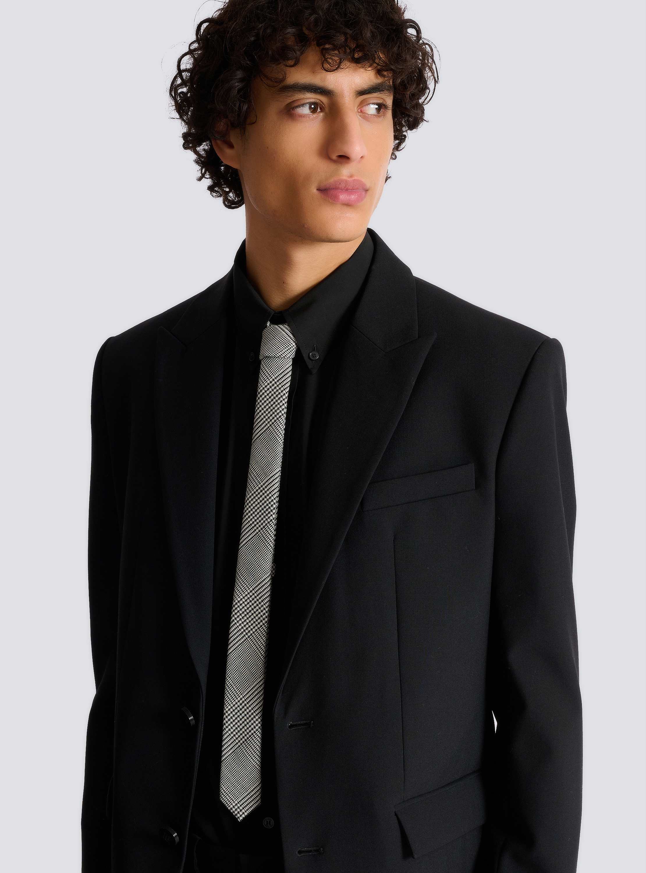 Slim wool tie with Prince of Wales print