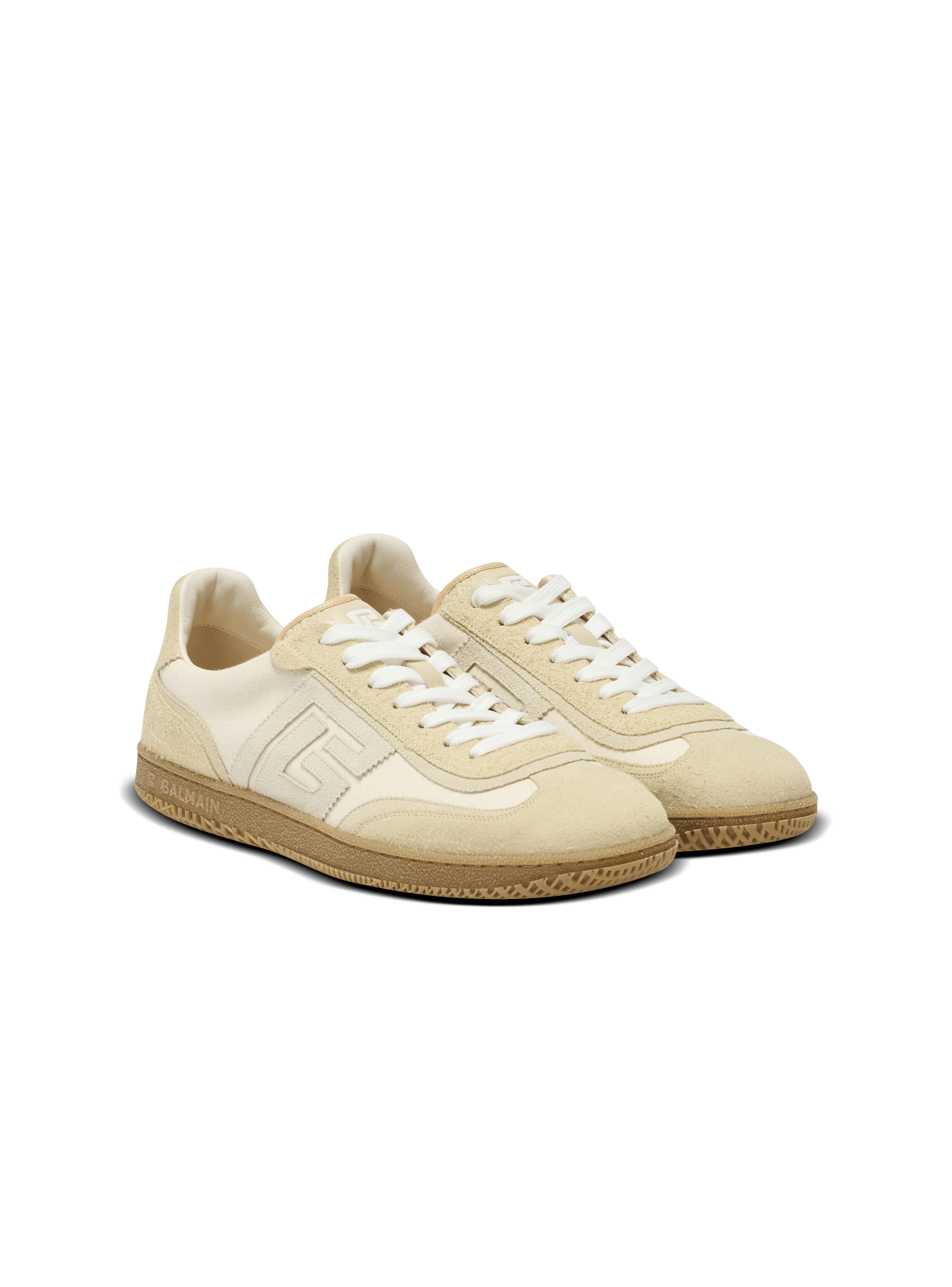 Balmain Swan trainers in suede, aged suede and canvas