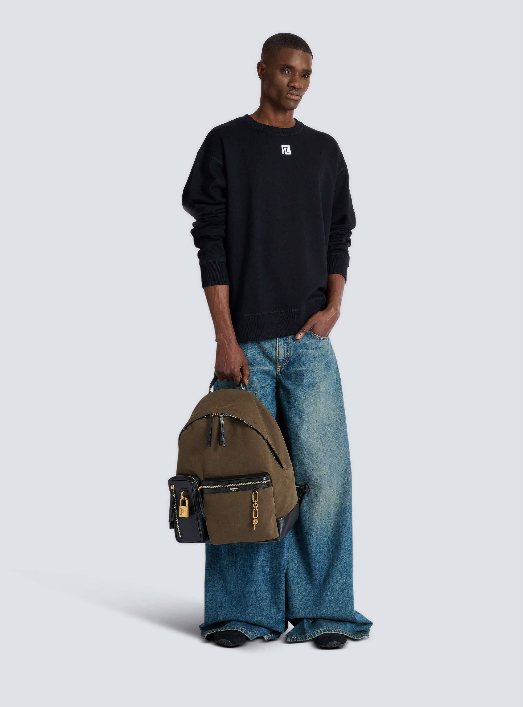 Pulse calfskin and nylon backpack