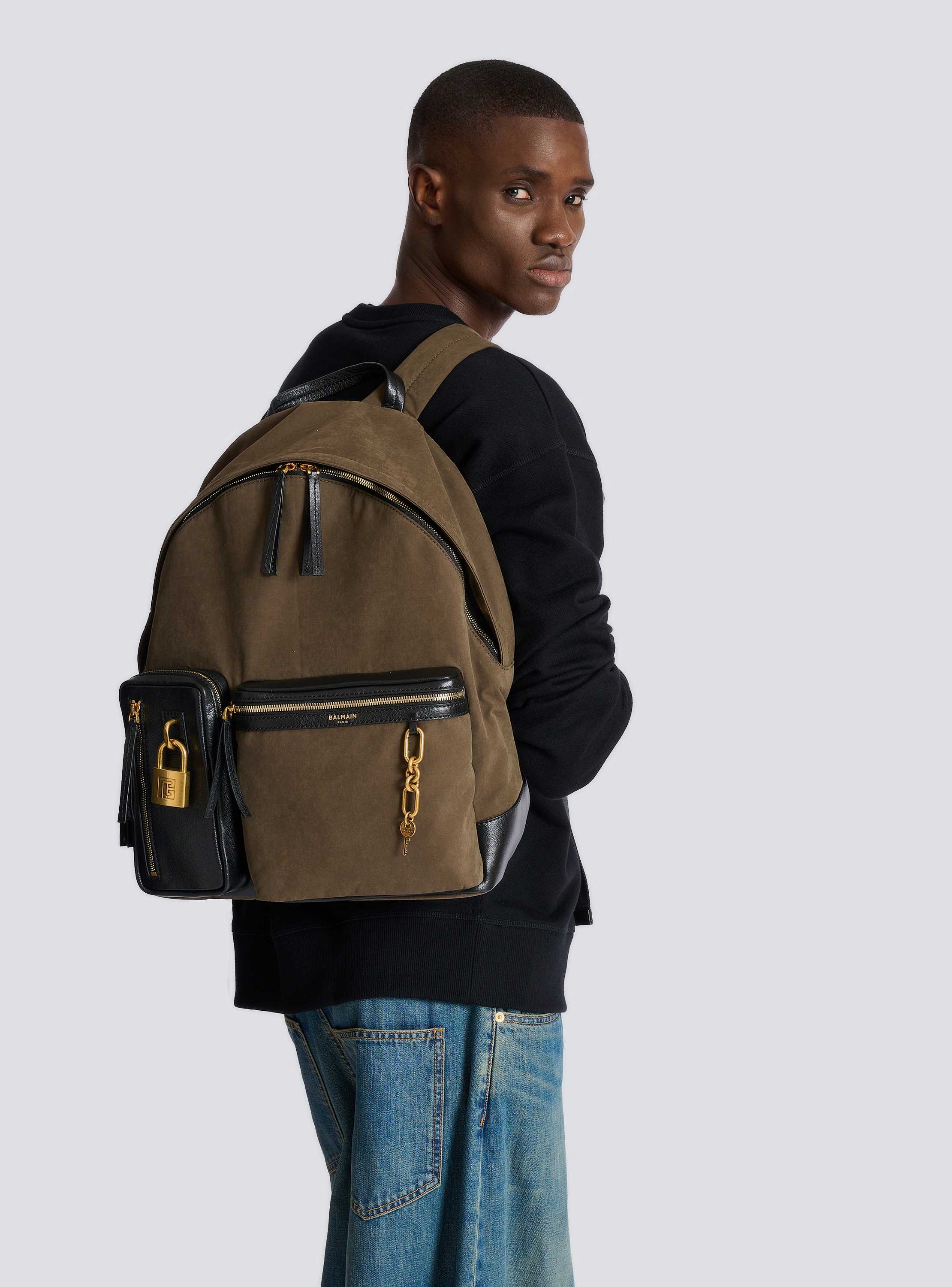 Pulse calfskin and nylon backpack