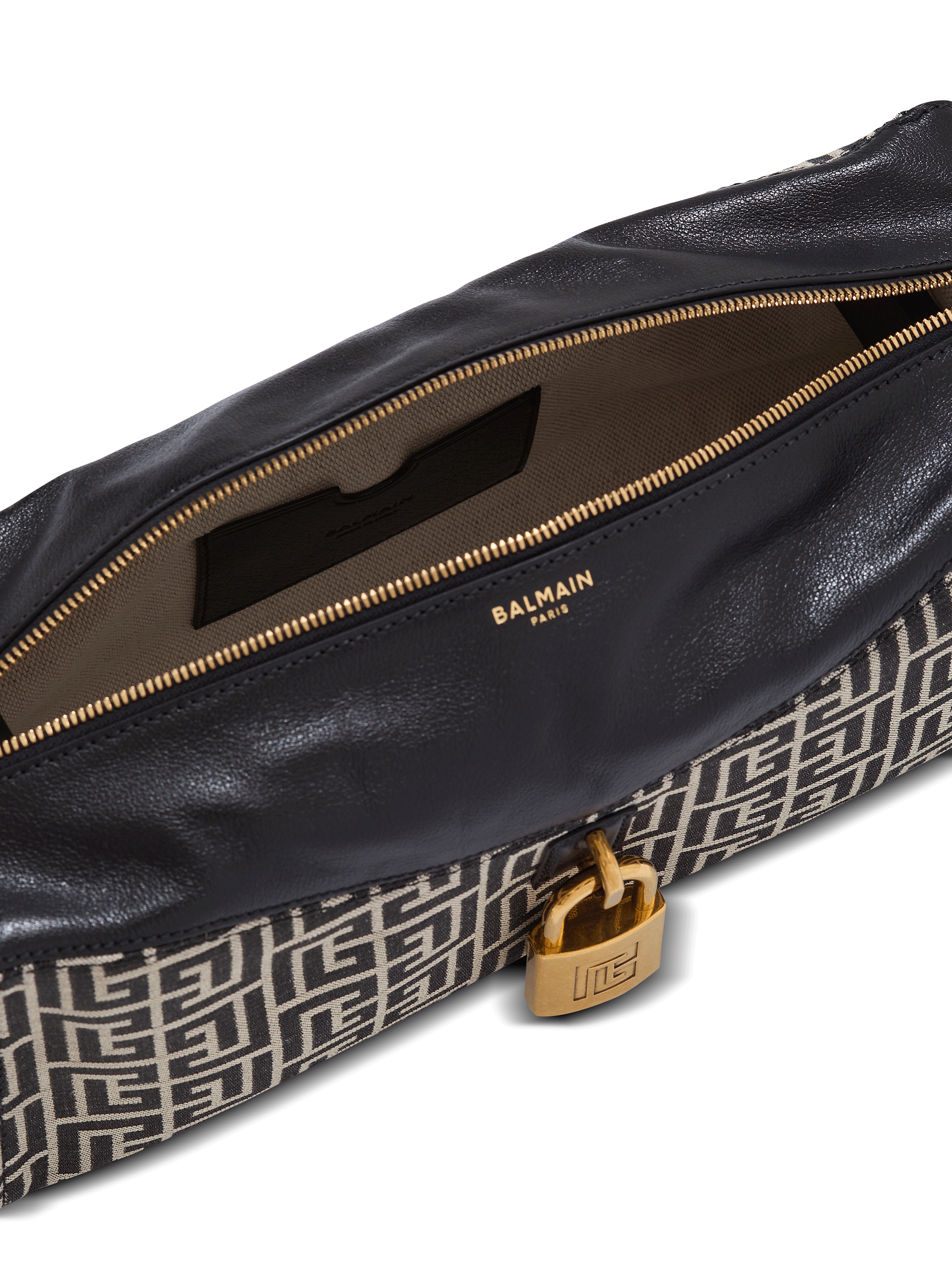 Pulse shoulder bag in monogram jacquard and calfskin