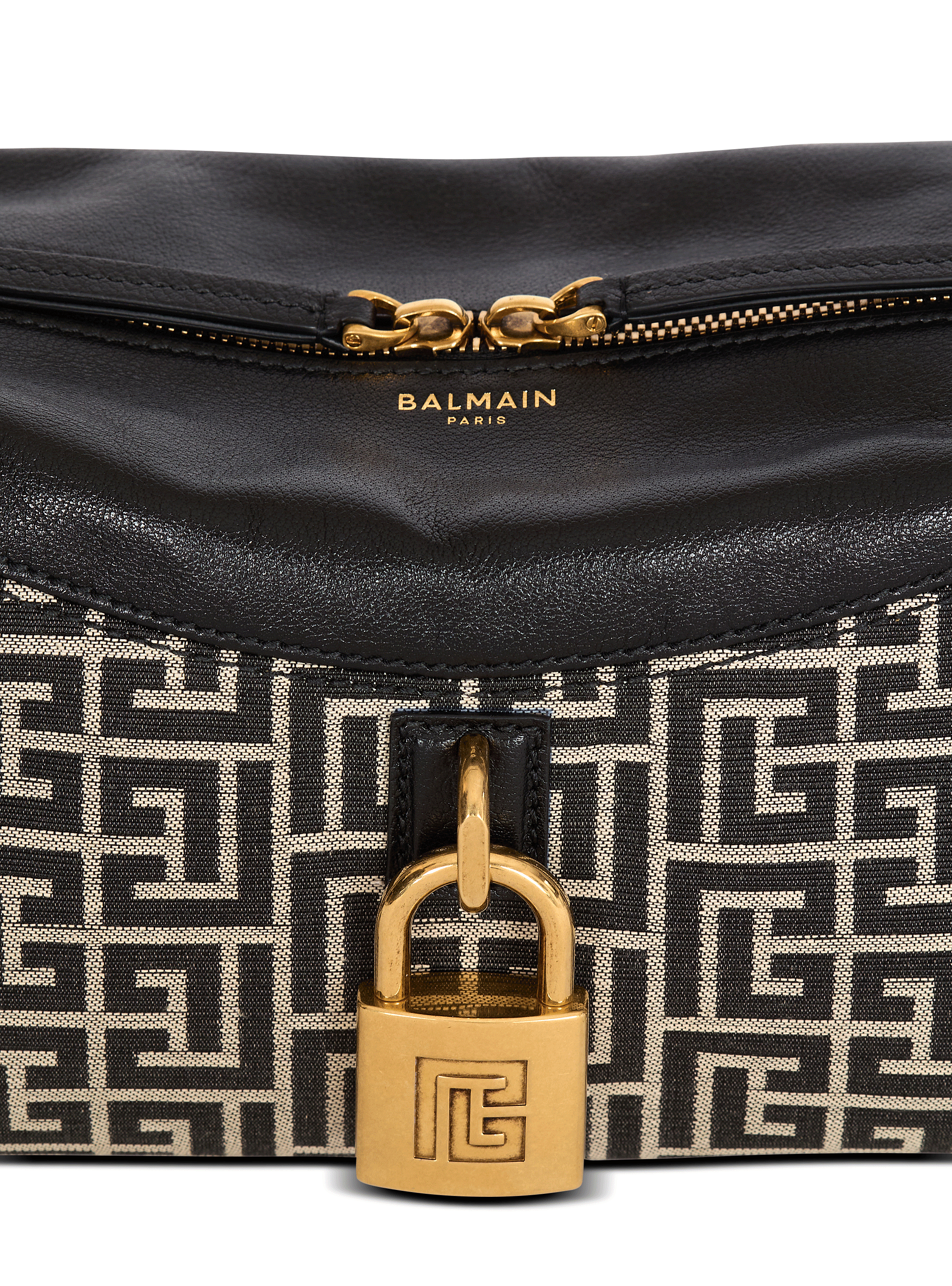 Pulse shoulder bag in monogram jacquard and calfskin