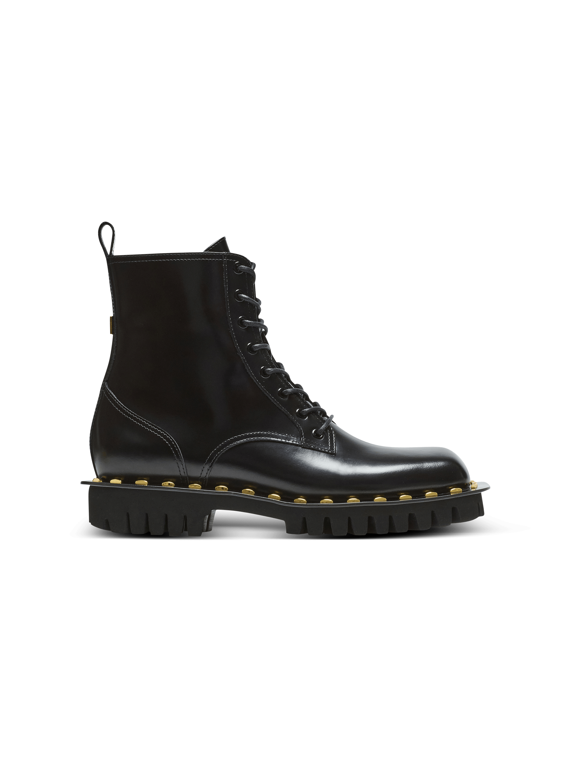 Glazed leather army boots