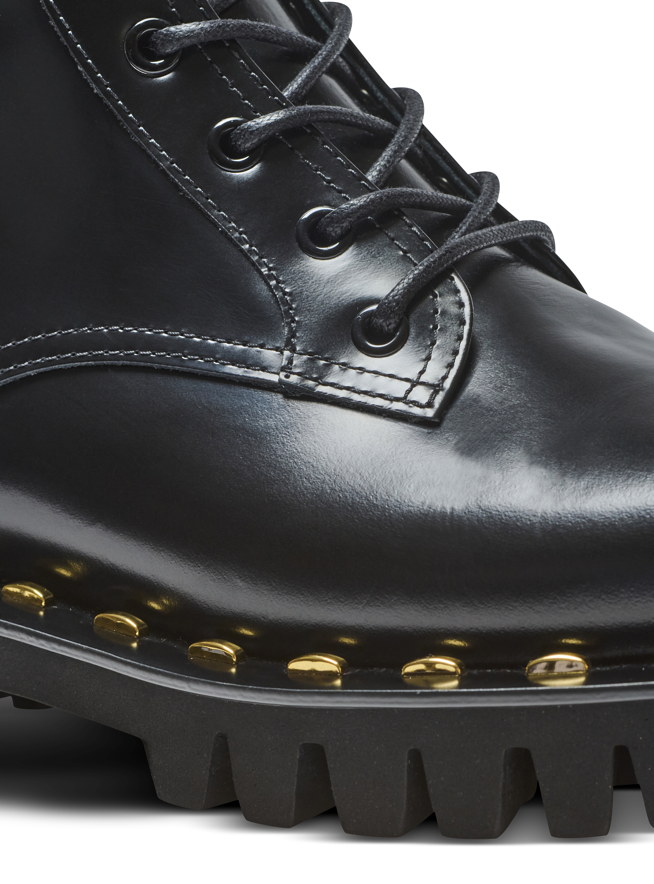 Glazed leather army boots
