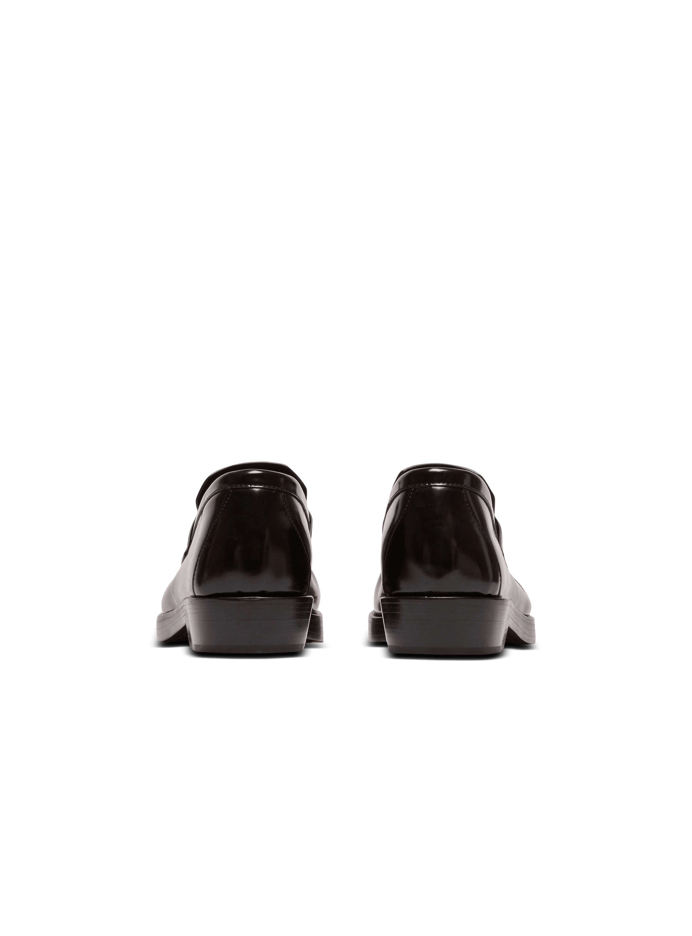 Square-toe glazed leather loafers