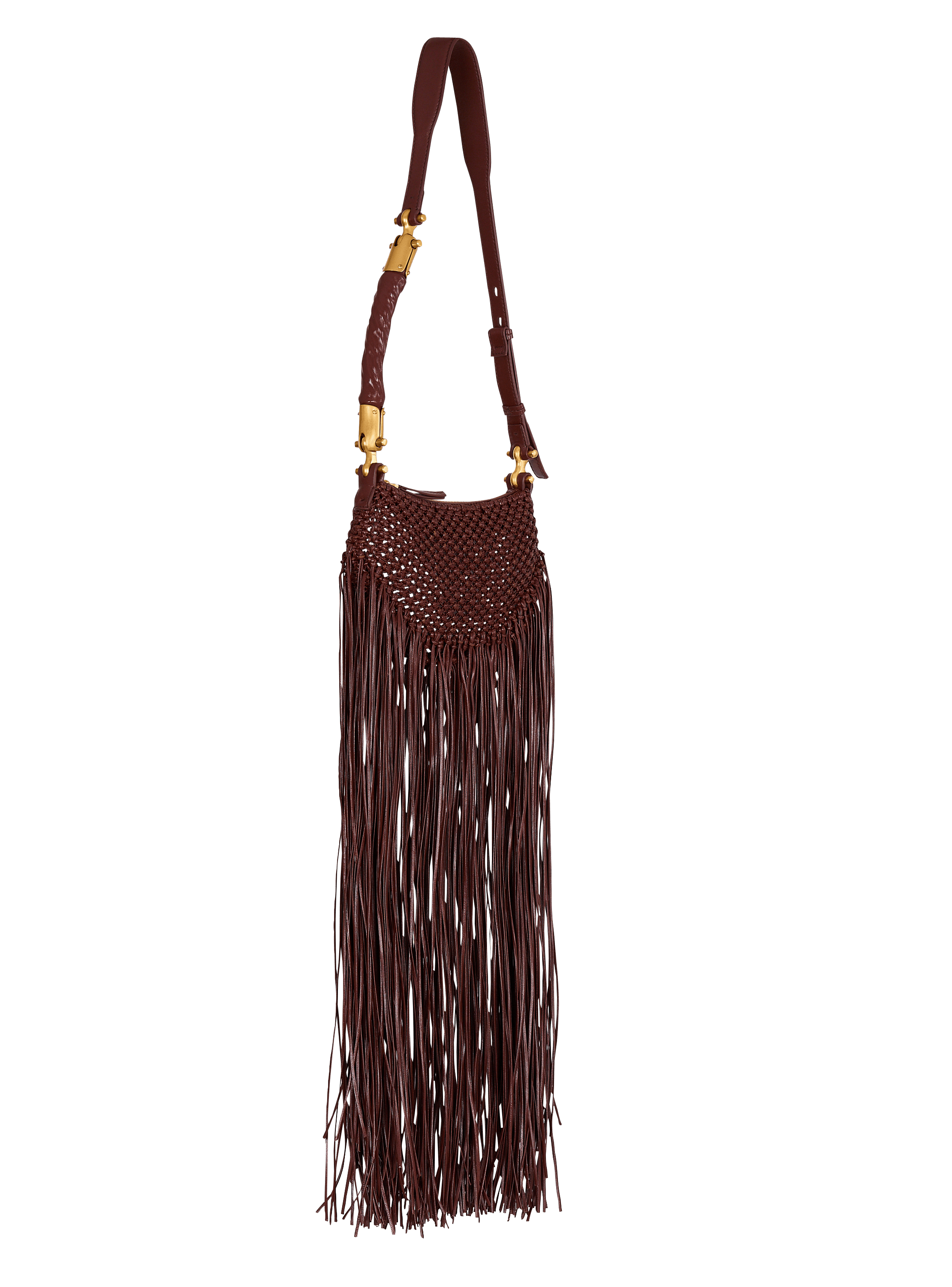 Fringed &Eacute;b&egrave;ne Hobo Mini bag in woven leather