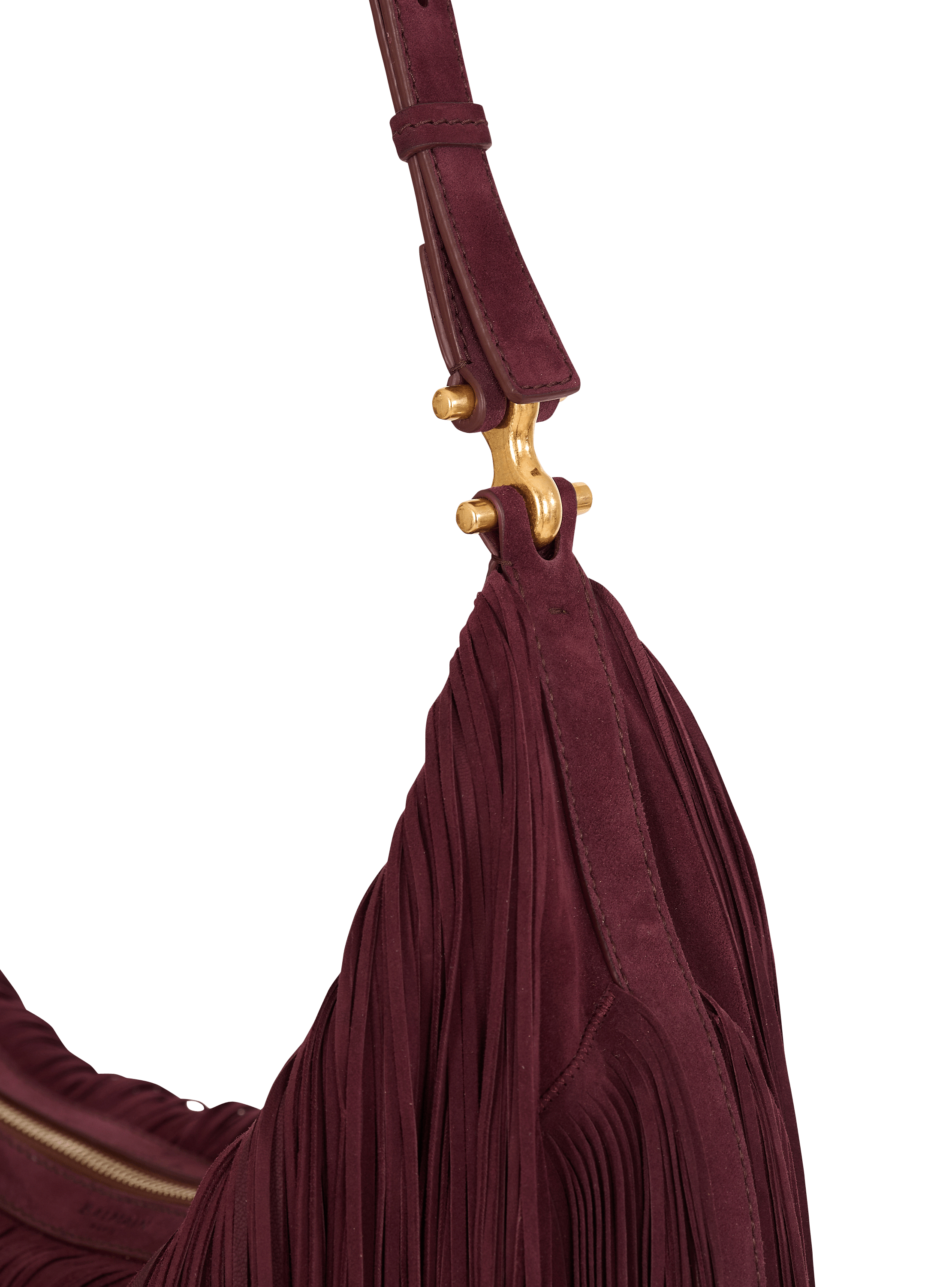 Sac Ebene Hobo Large en cuir su&eacute;d&eacute; &agrave; franges