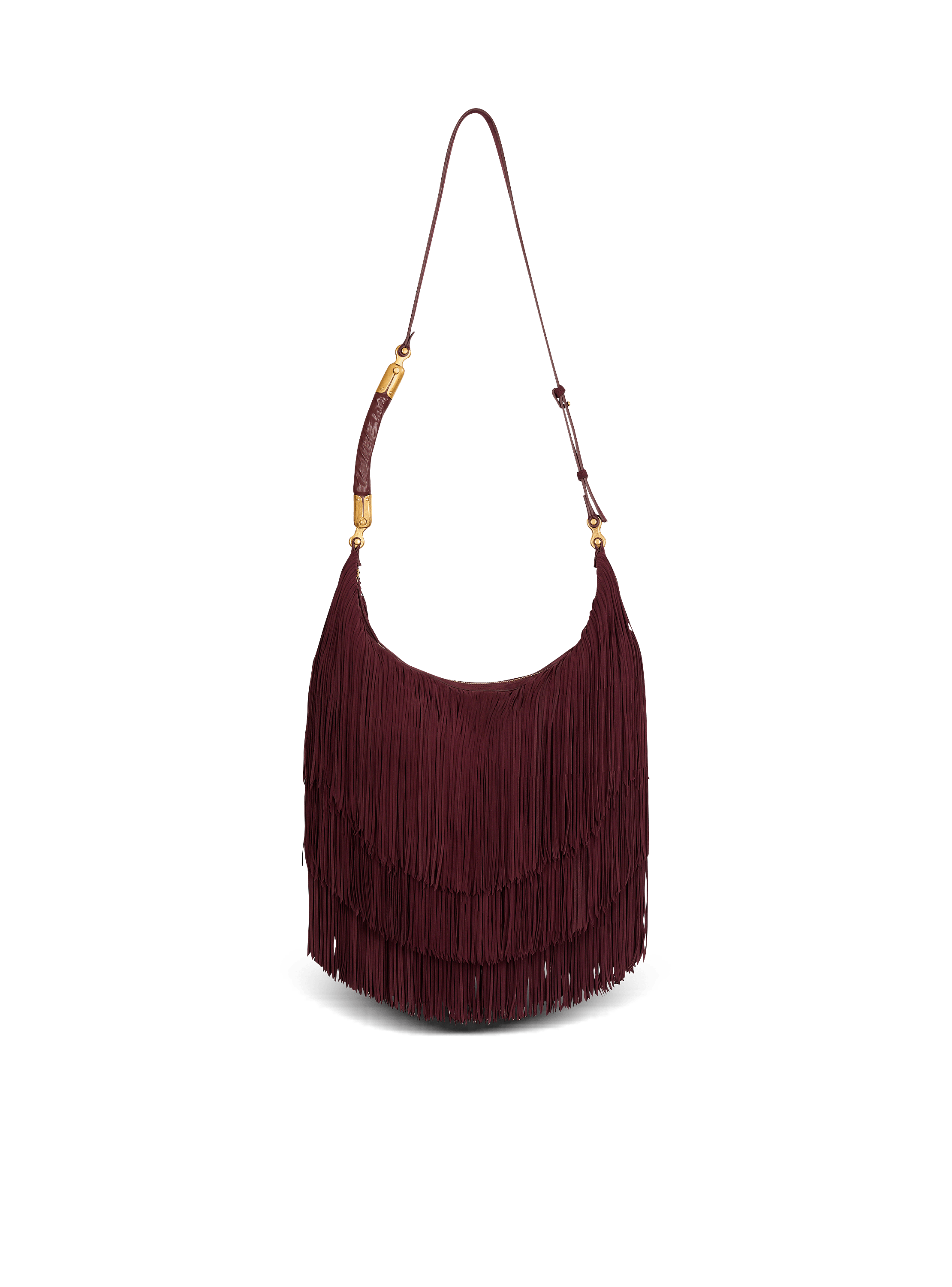 Sac Ebene Hobo Large en cuir su&eacute;d&eacute; &agrave; franges