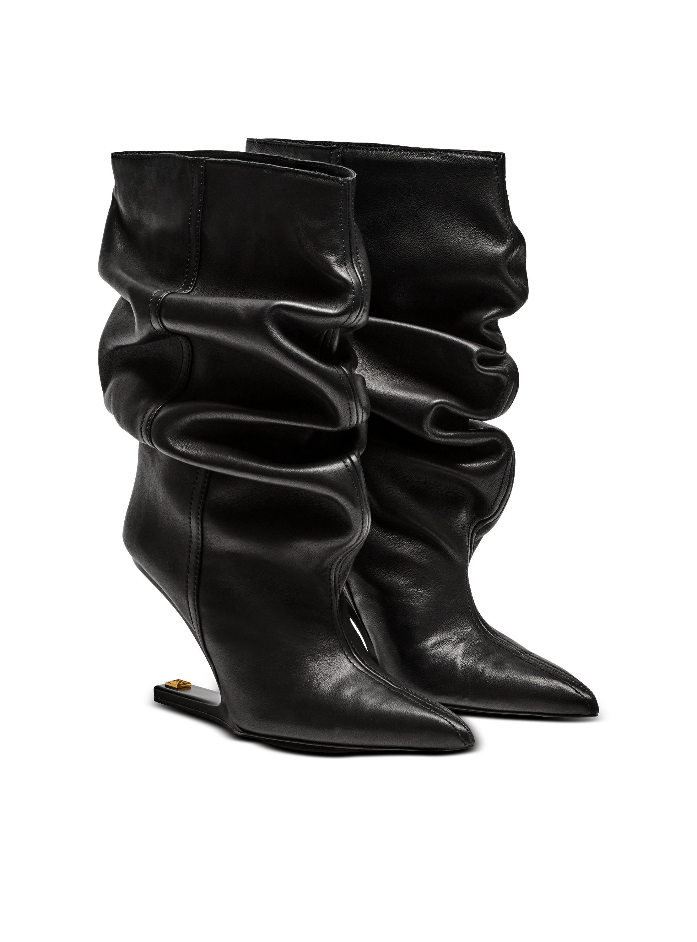 No Wedge smooth leather ankle boots