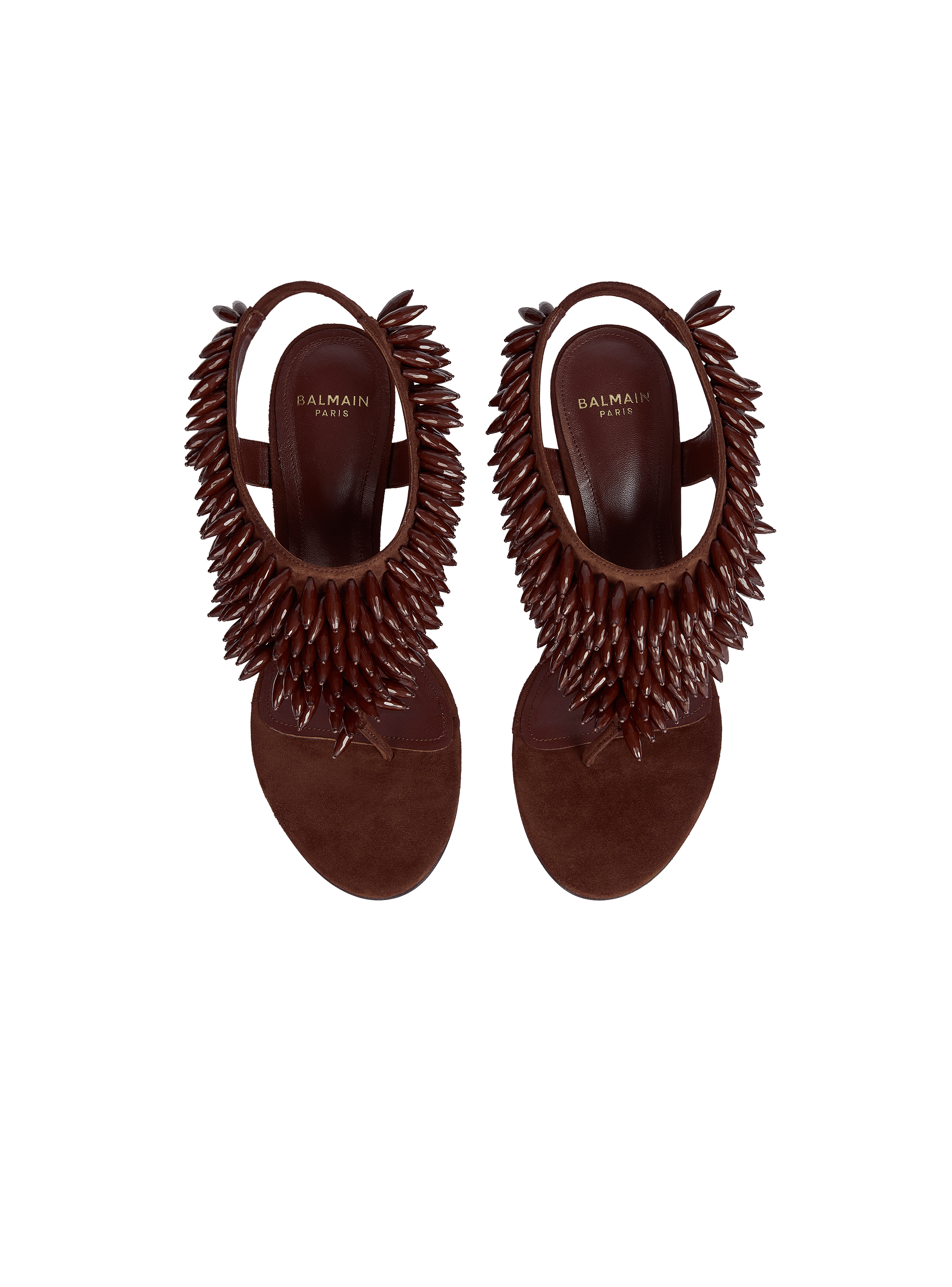 Sandali No Wedge in pelle scamosciata e perle