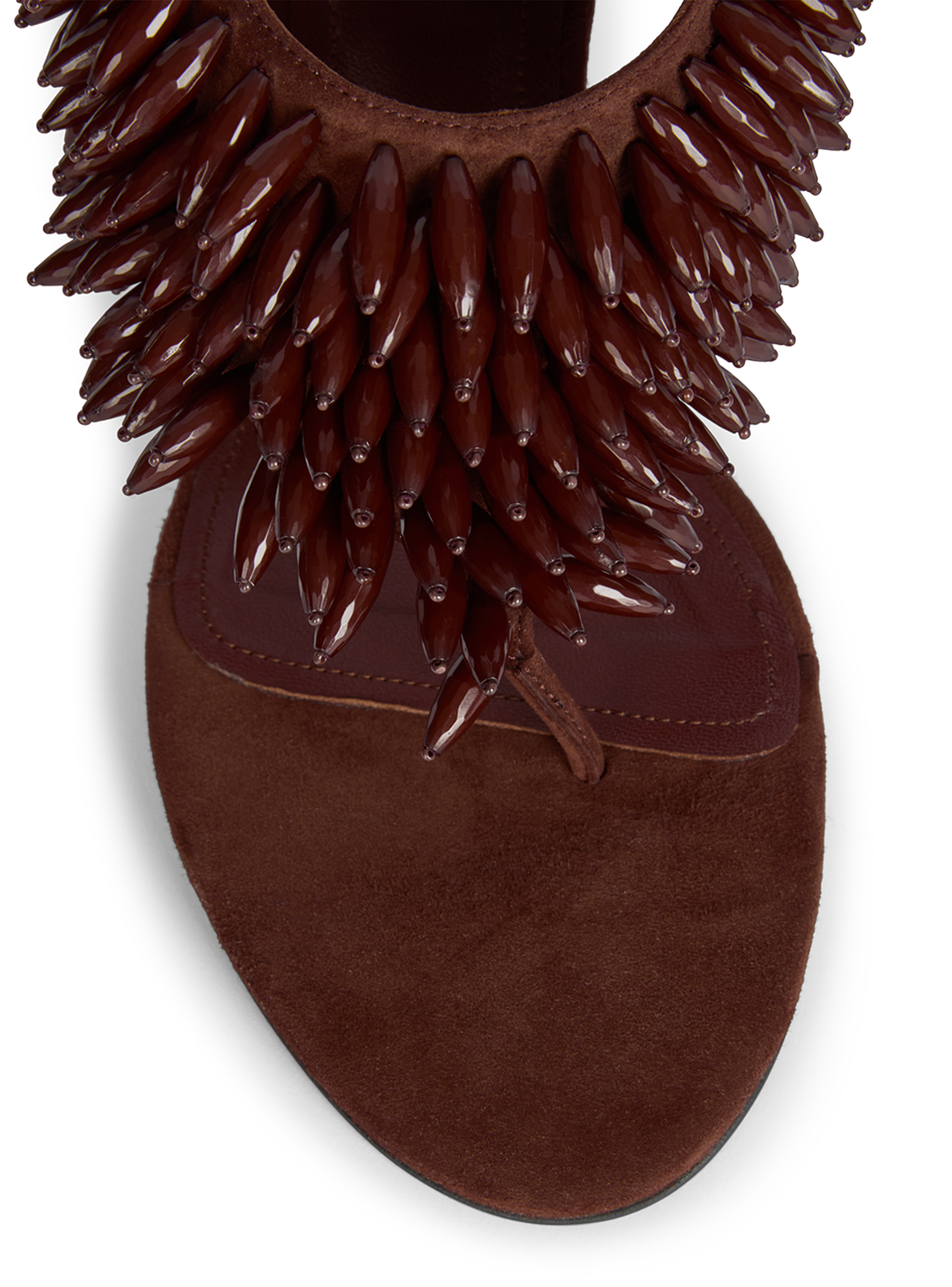 Sandali No Wedge in pelle scamosciata e perle