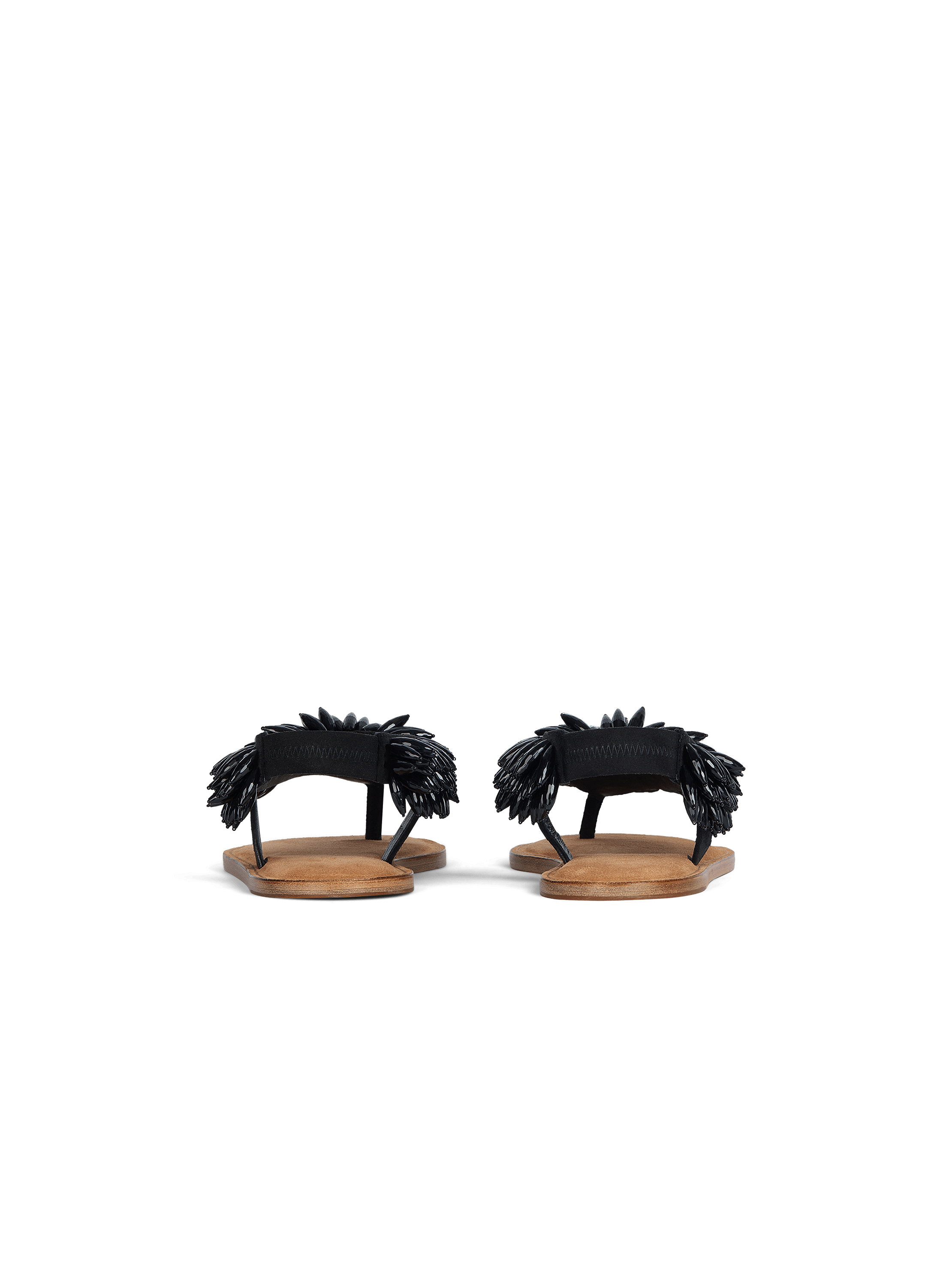 Flat sandals in suede and beads