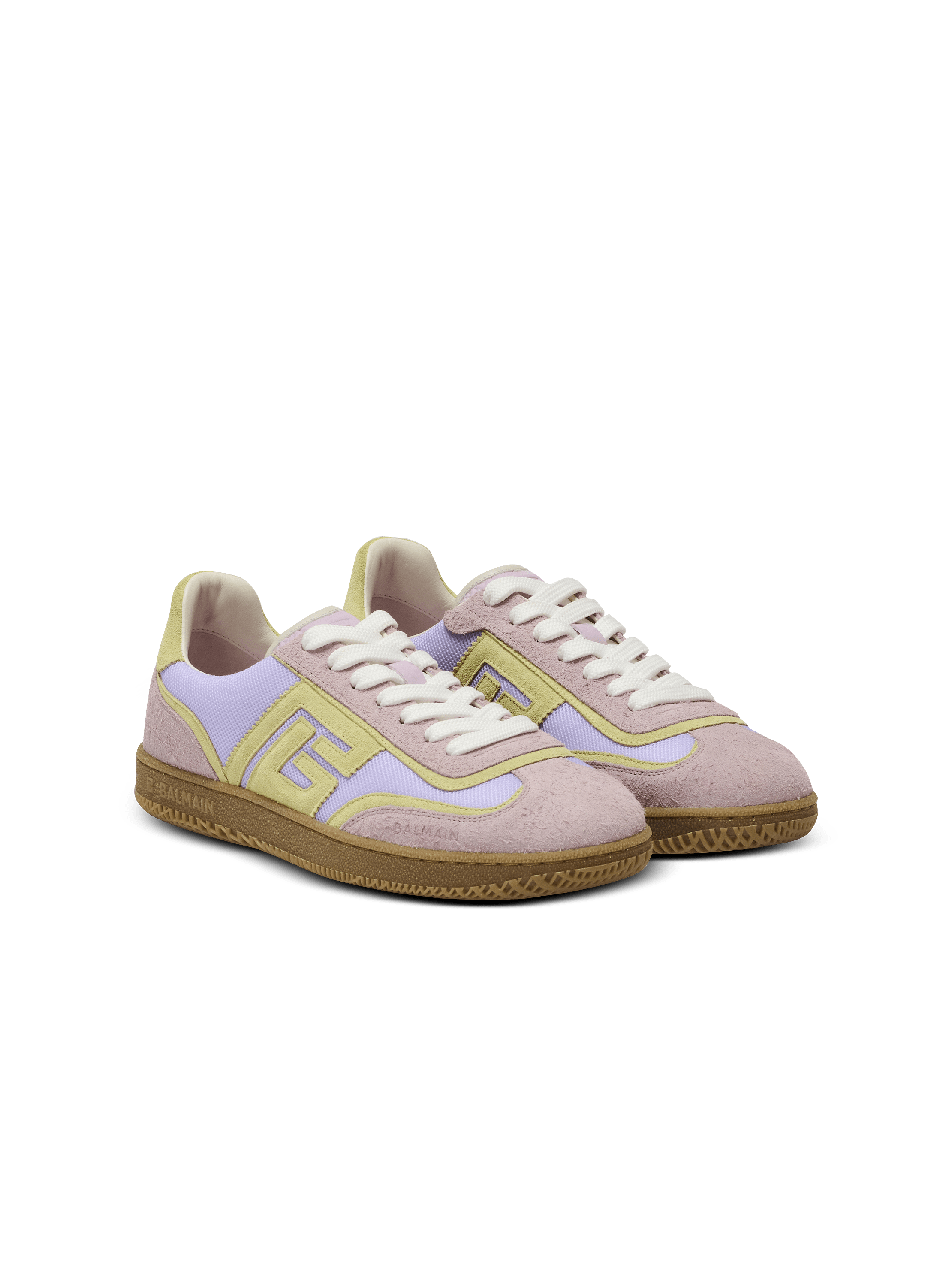 Balmain Swan suede and mesh trainers