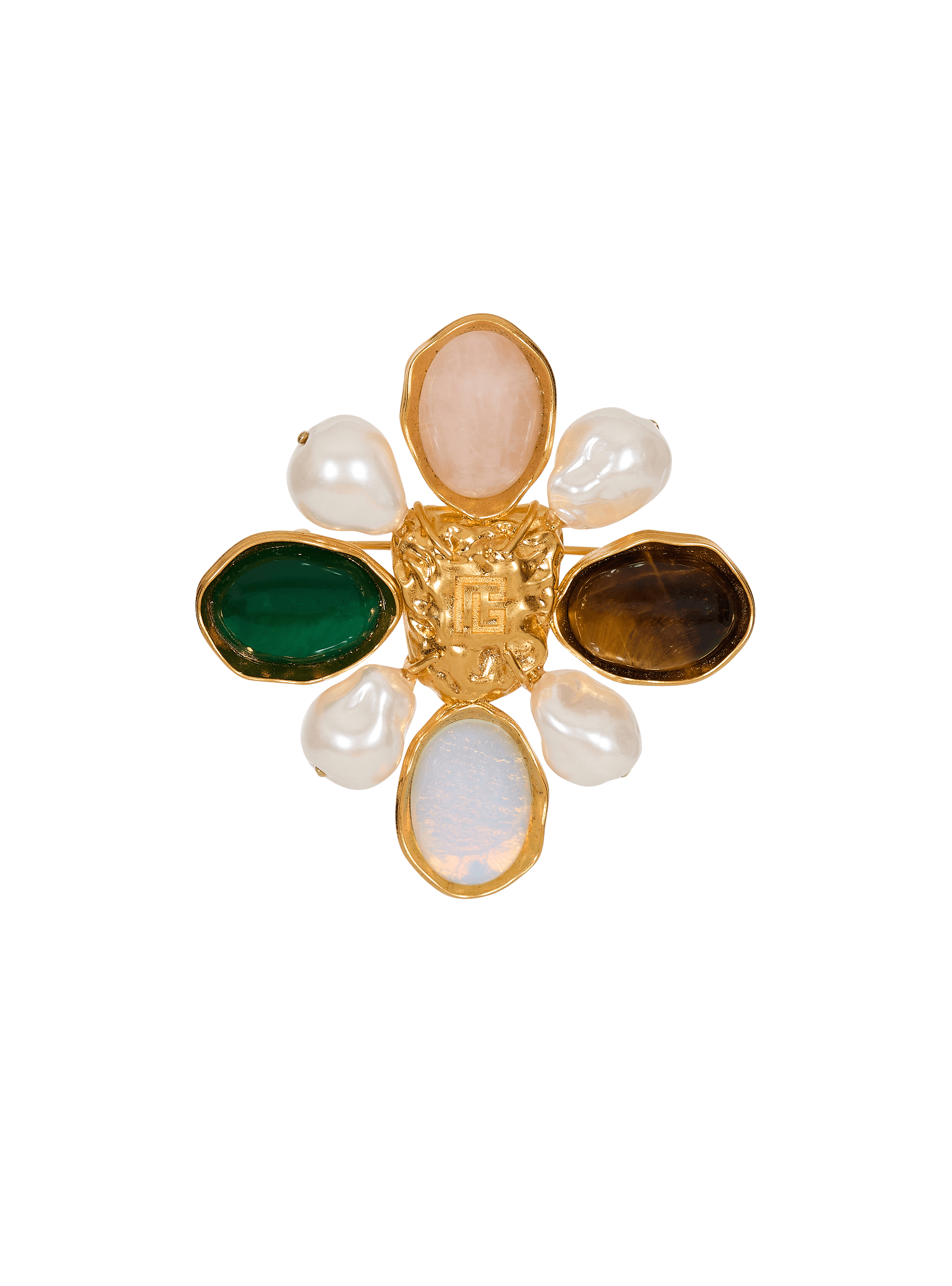 Baroque brooch in stones and pearls
