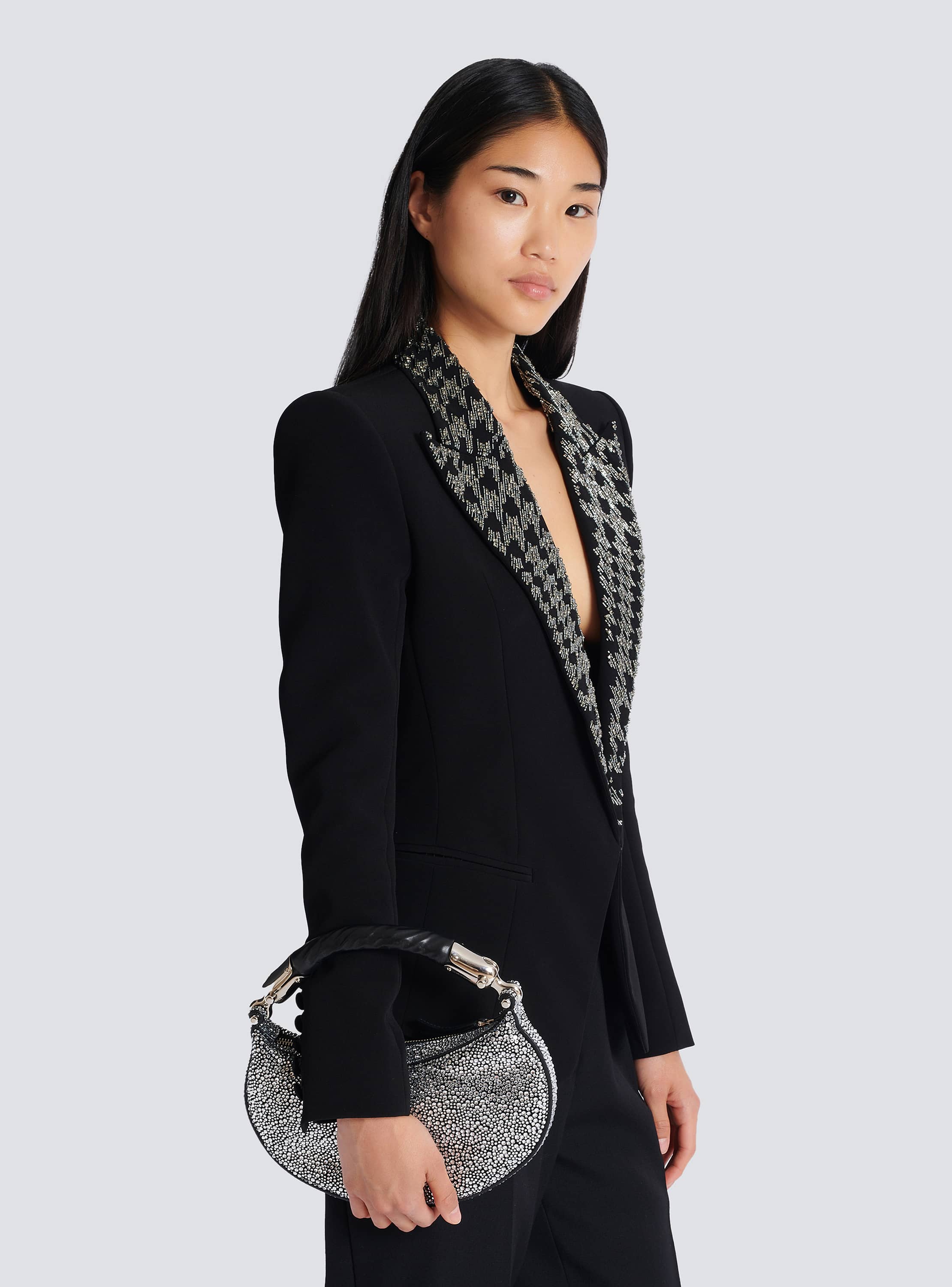 Ebene Mini bag in suede and crystals