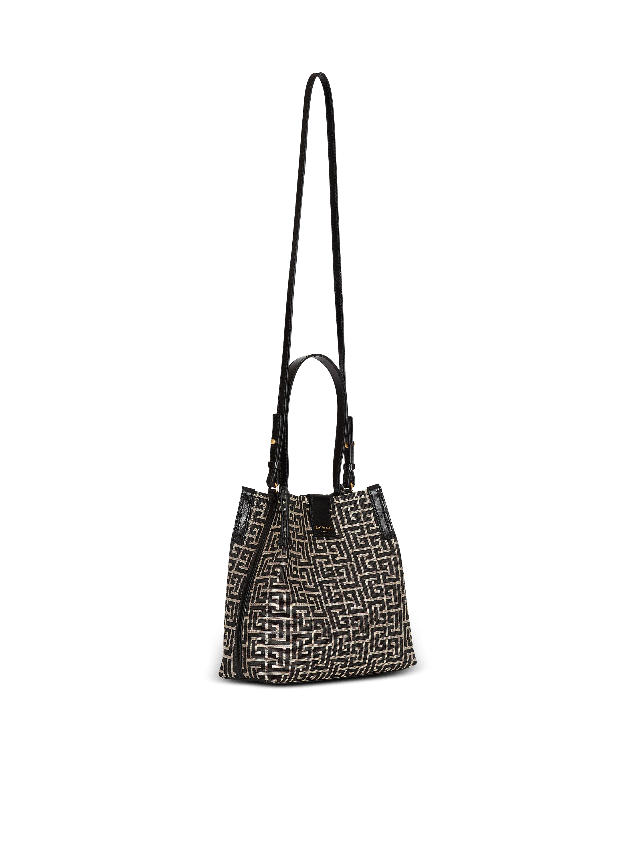 Release Bucket bag in jacquard and calfskin