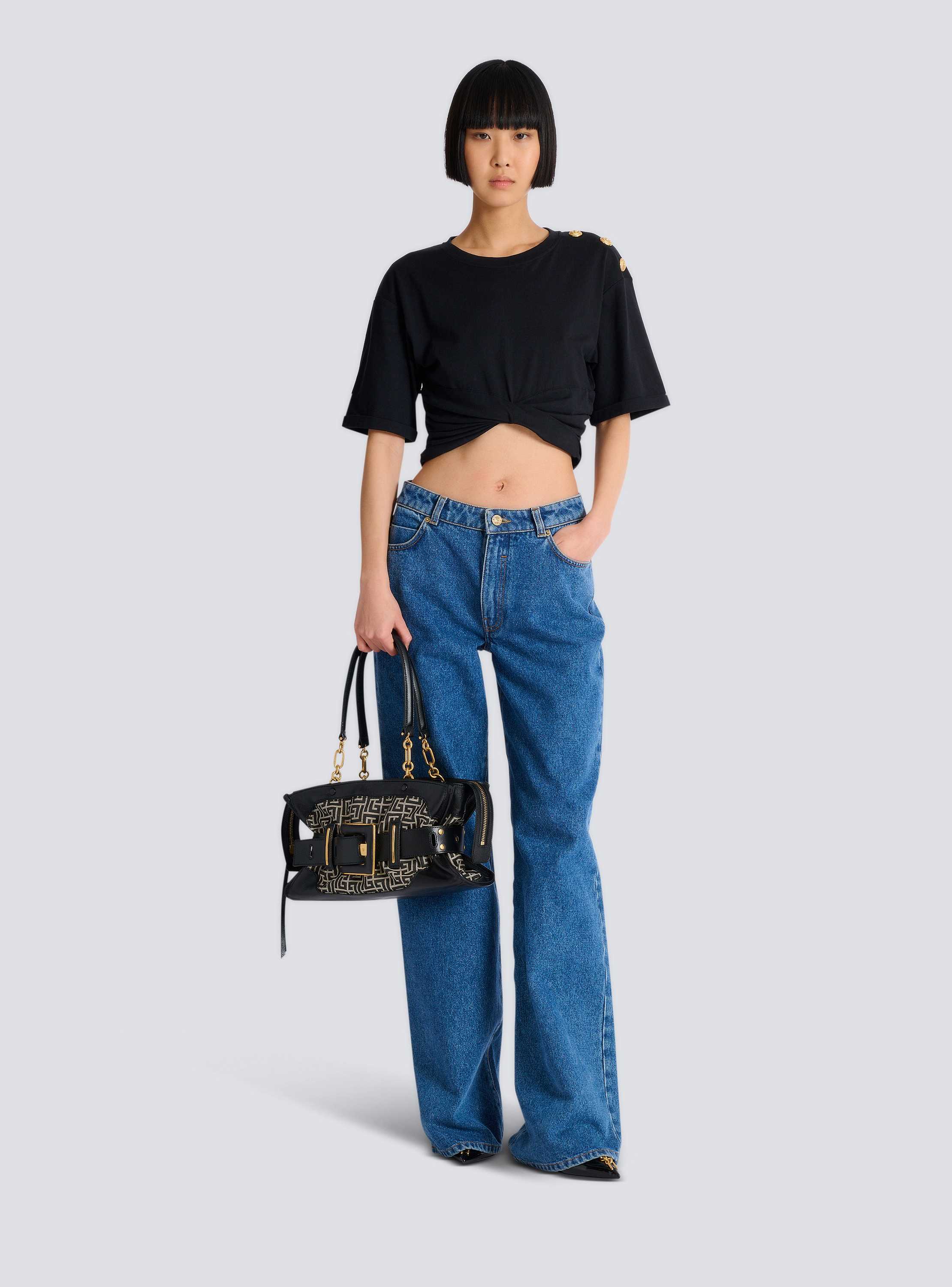 Leather and monogram jacquard Anthem bag