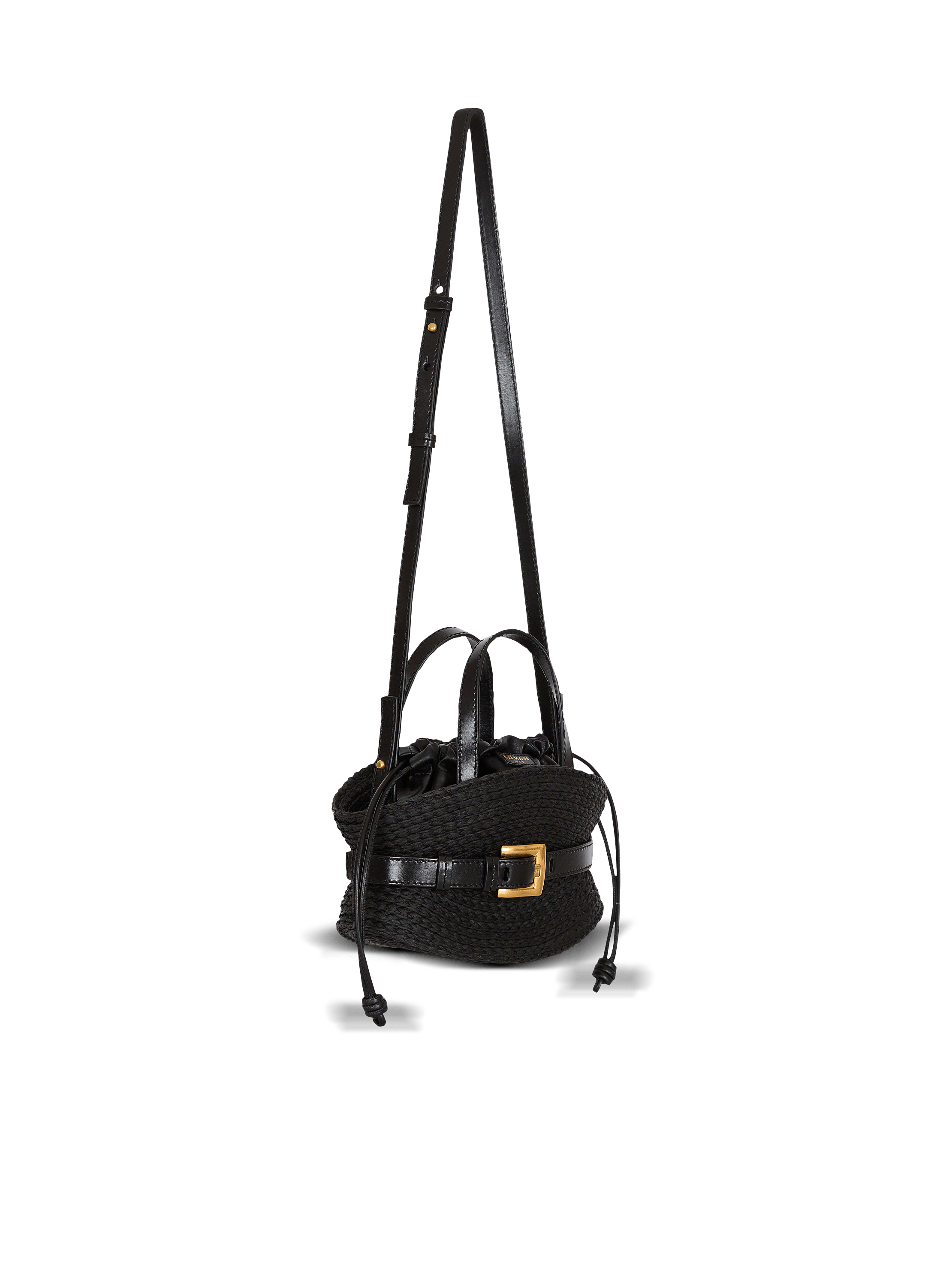 Shuffle Mini bag in calfskin and raffia