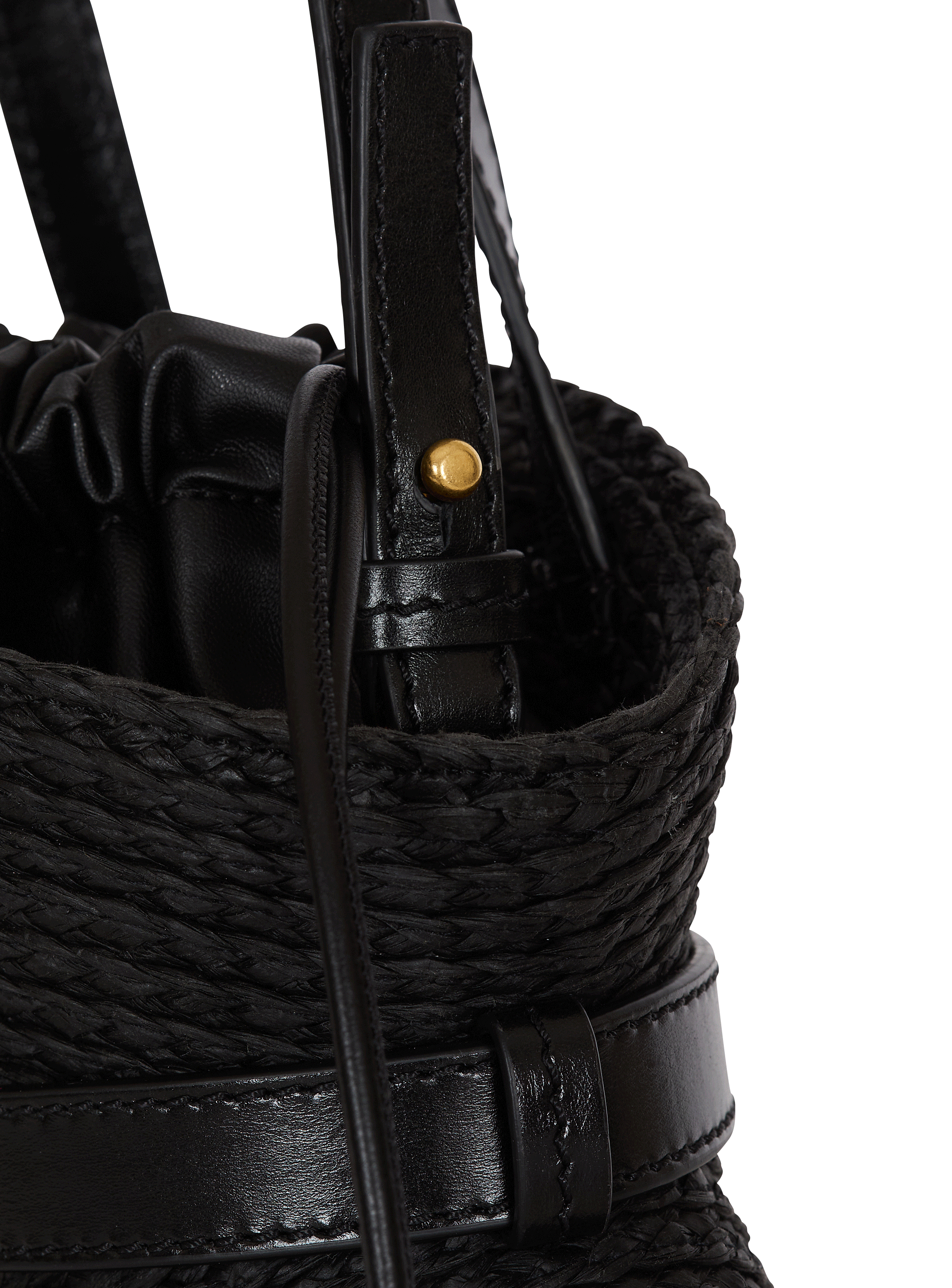 Shuffle Mini bag in calfskin and raffia