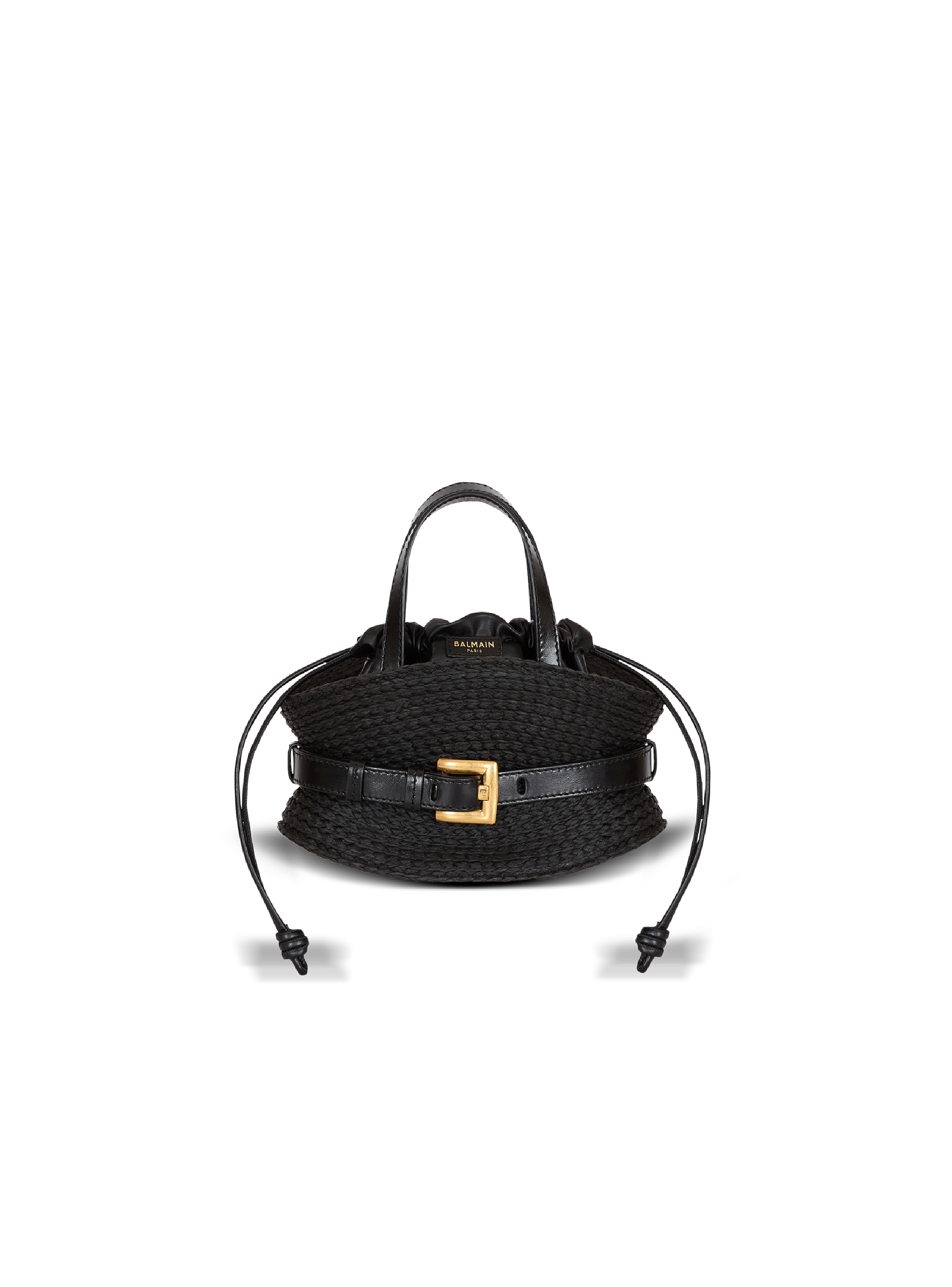 Shuffle Mini bag in calfskin and raffia