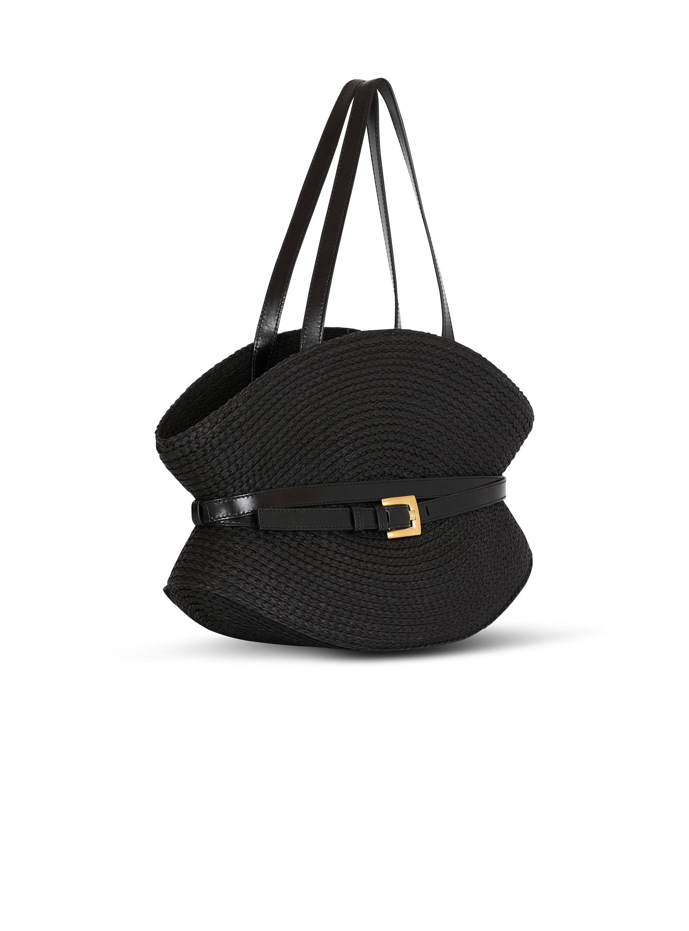 Shuffle Medium bag in calfskin leather and raffia