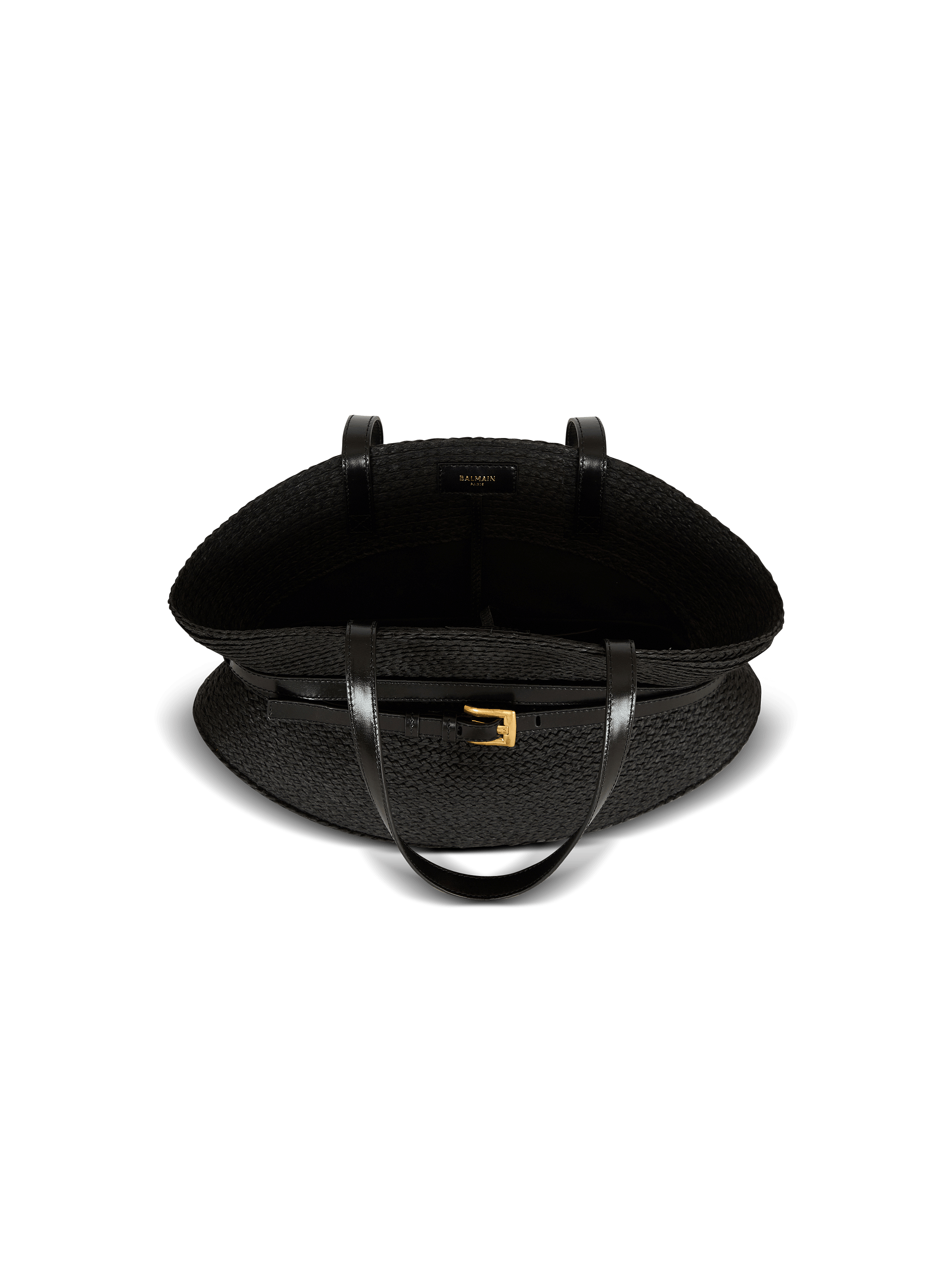 Shuffle Medium bag in calfskin leather and raffia