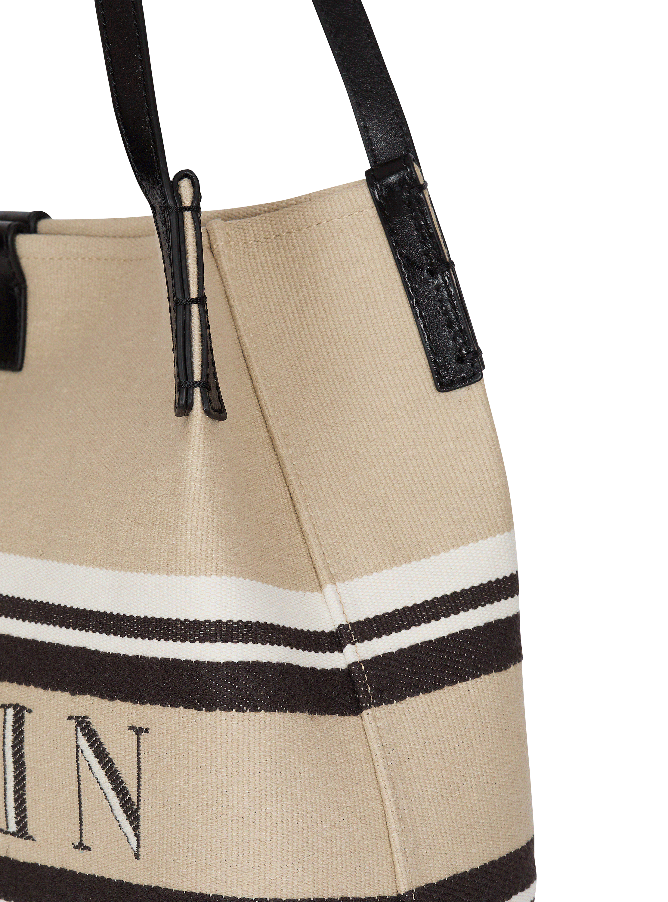 Medium Release Shopper bag in canvas and calfskin