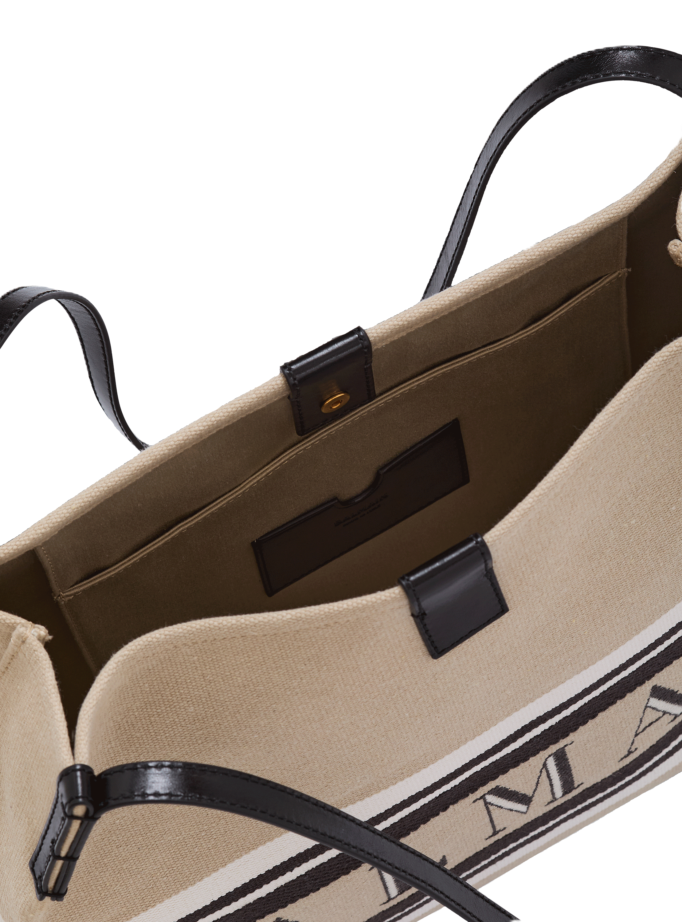 Medium Release Shopper bag in canvas and calfskin