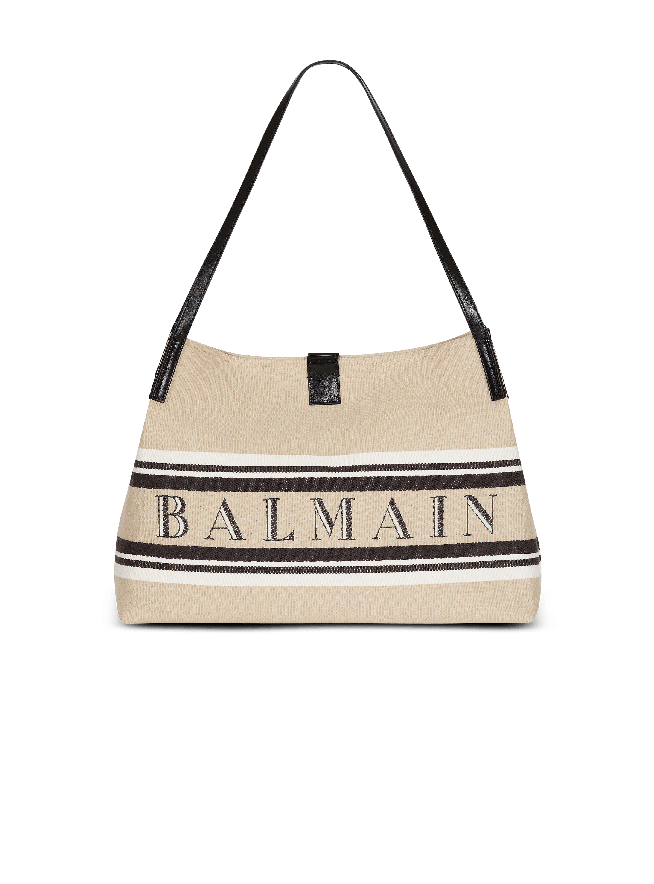 Medium Release Shopper bag in canvas and calfskin