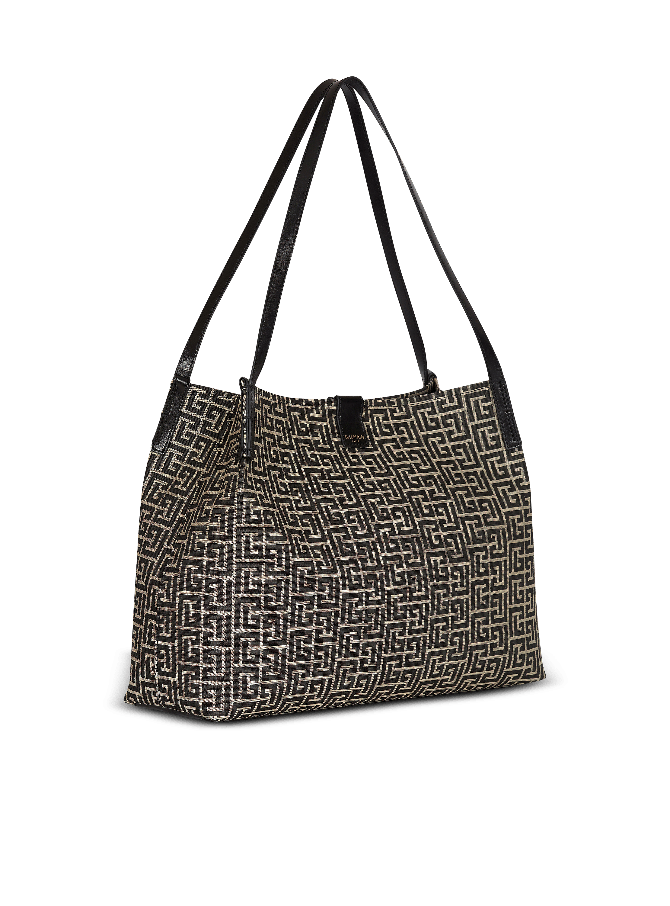 Medium Release Shopper bag in monogram jacquard and calfskin leather
