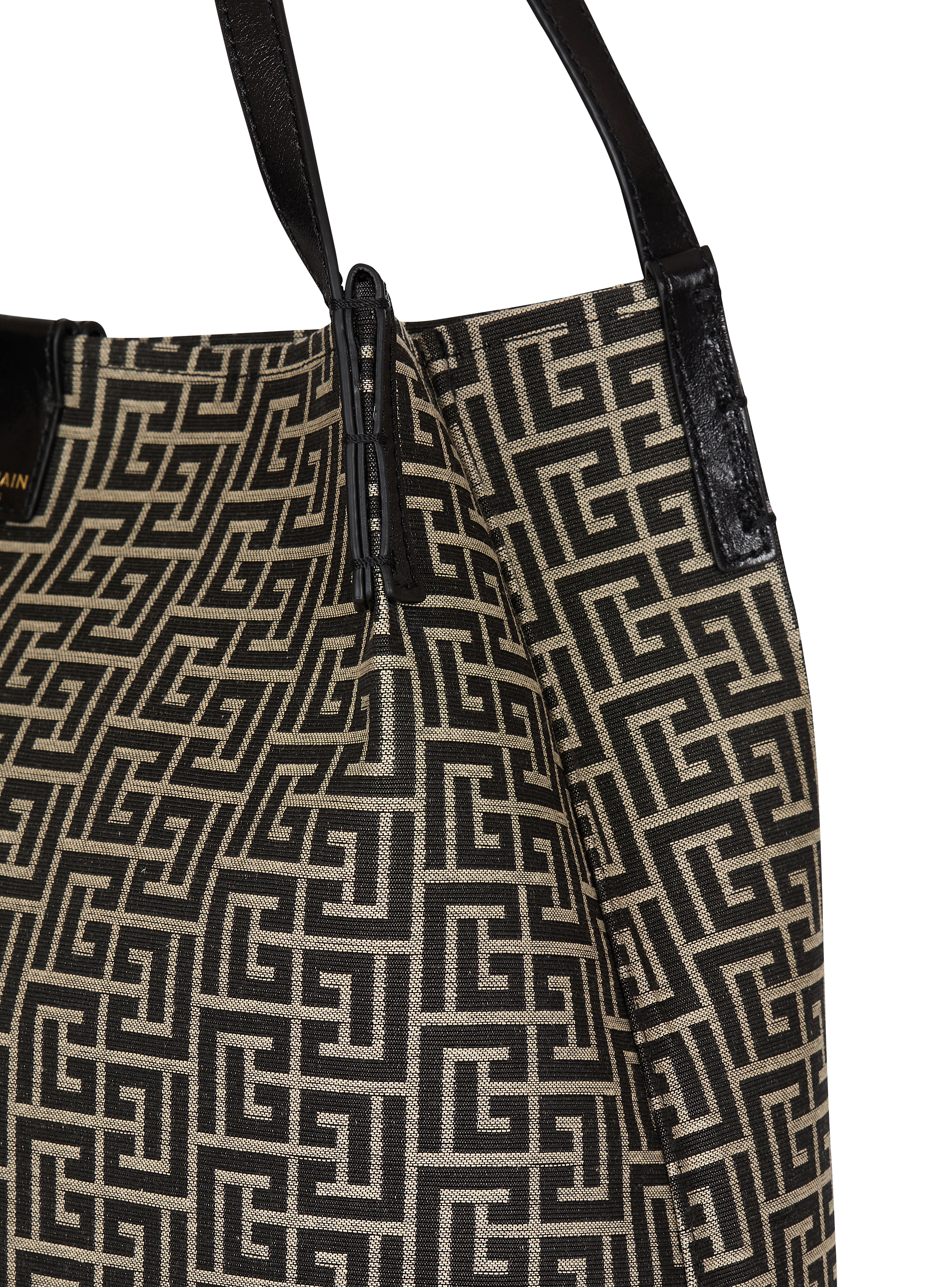 Medium Release Shopper bag in monogram jacquard and calfskin leather