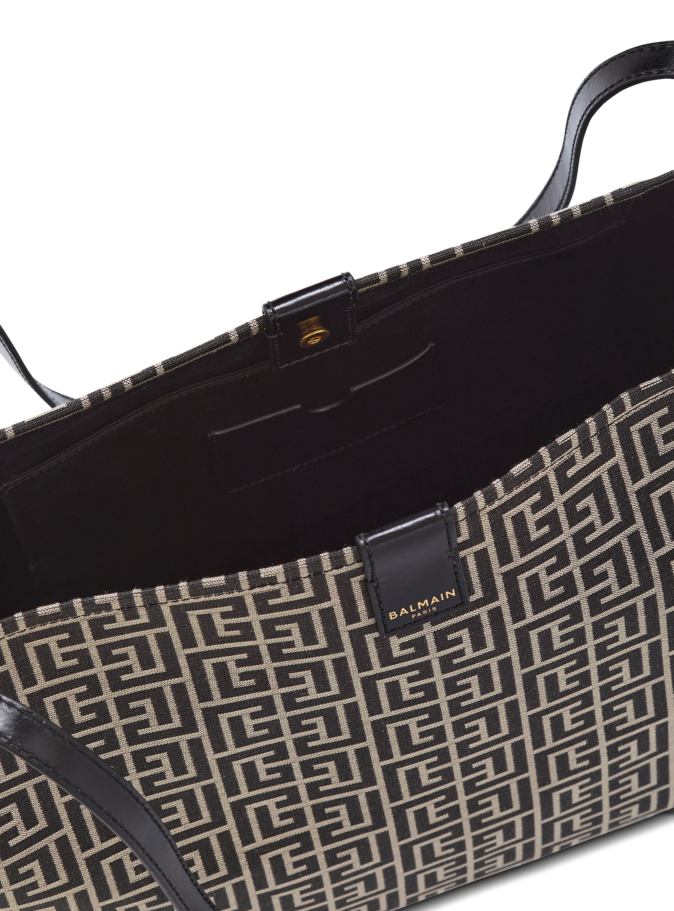 Medium Release Shopper bag in monogram jacquard and calfskin leather