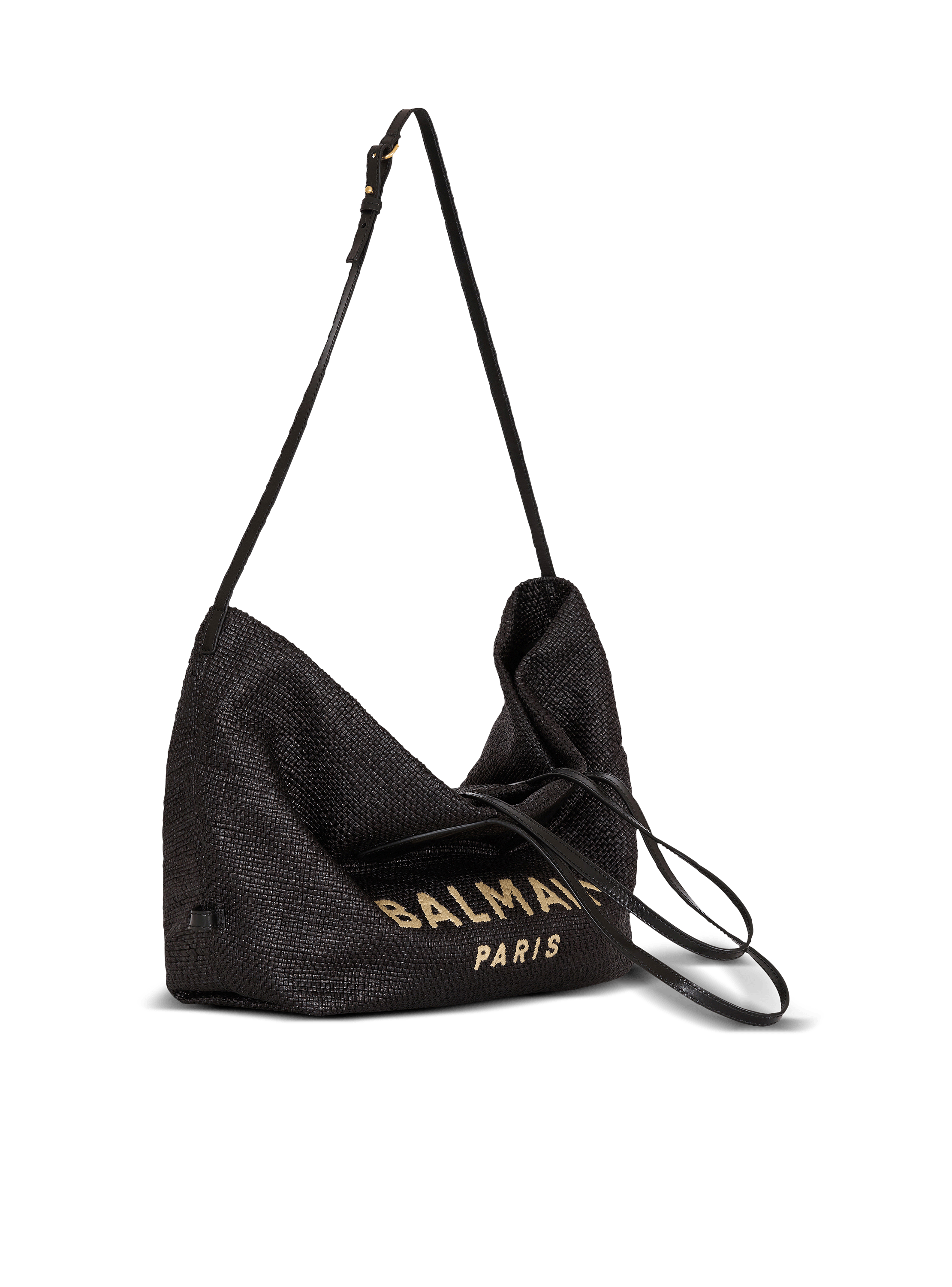 Track tote bag in raffia and calfskin