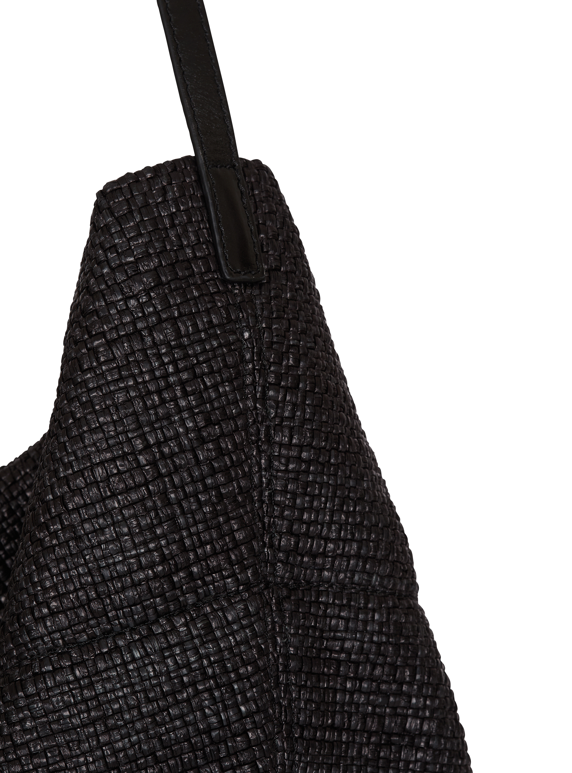 Track tote bag in raffia and calfskin