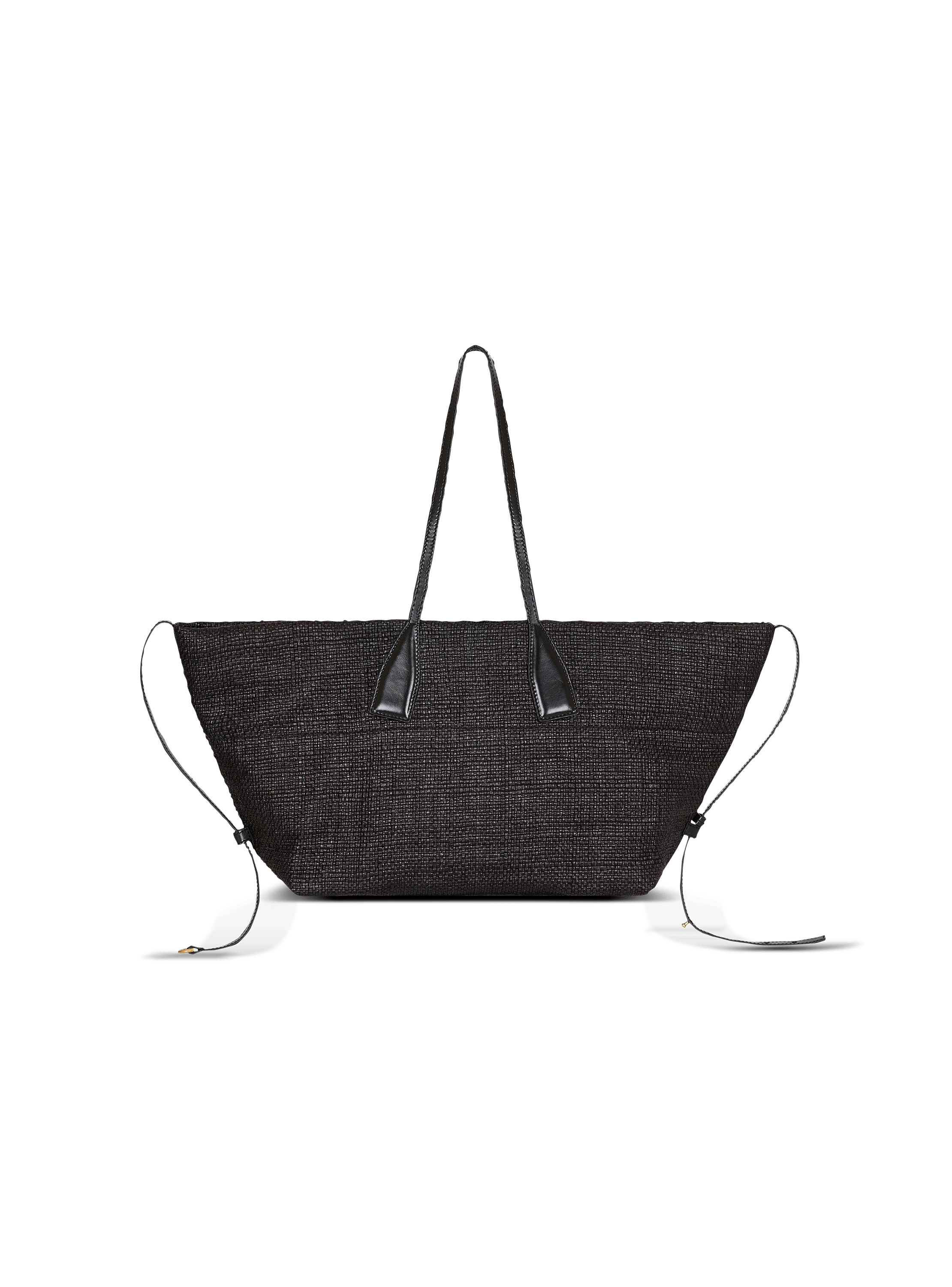 Track tote bag in raffia and calfskin