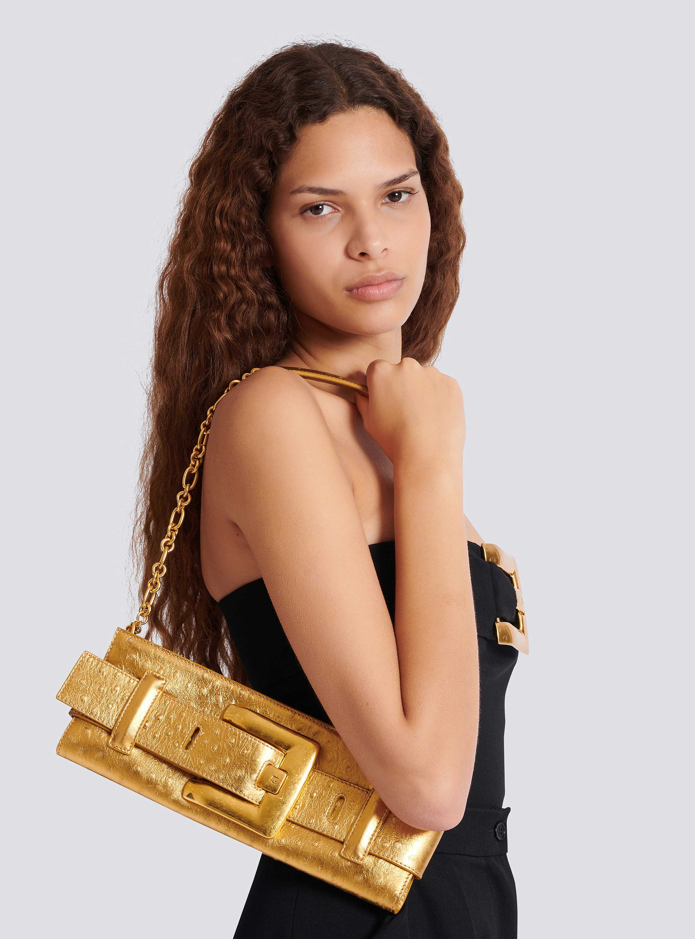 Anthem laminated leather clutch