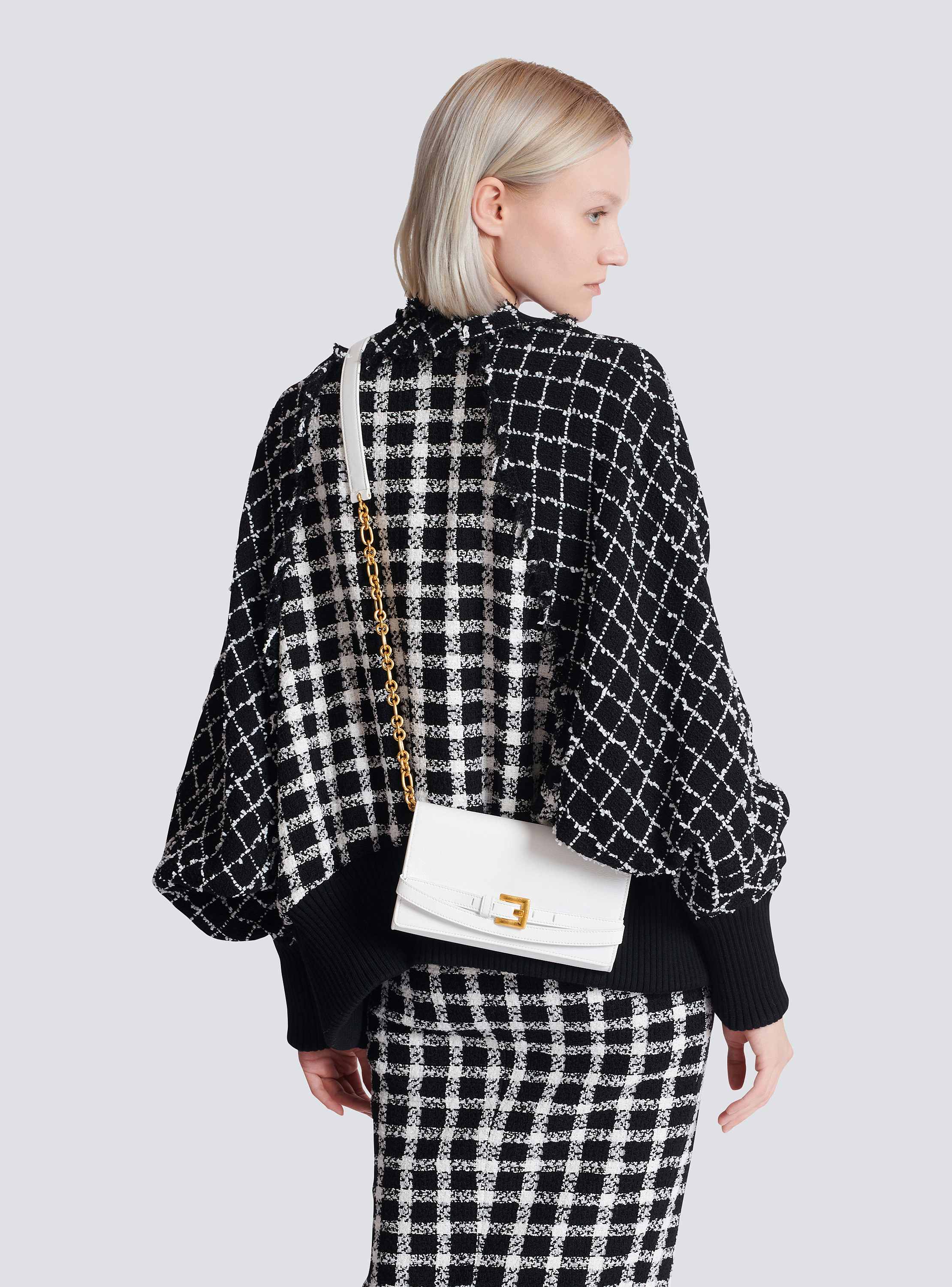 Shuffle calfskin wallet with chain