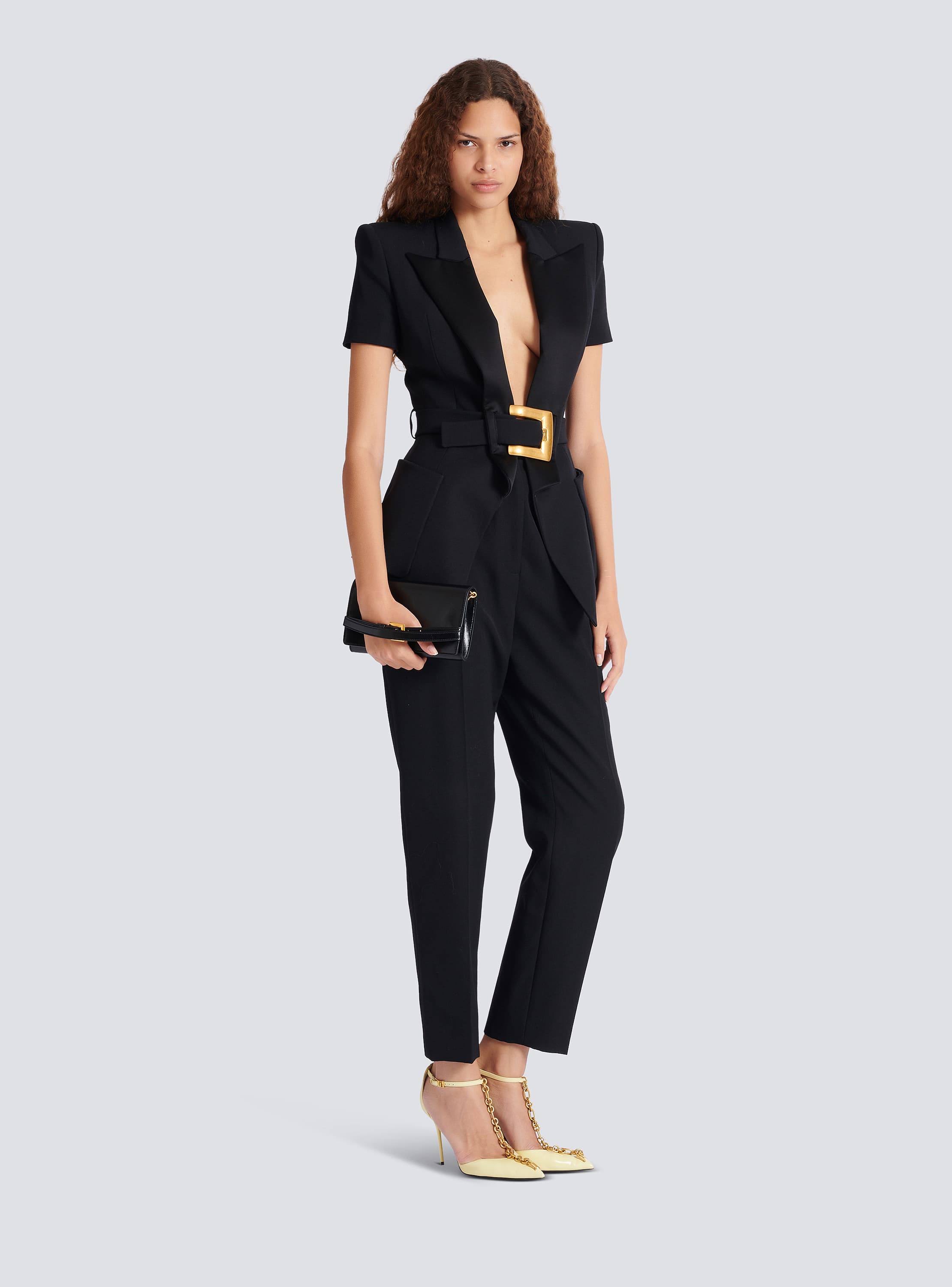 Shuffle calfskin wallet with chain