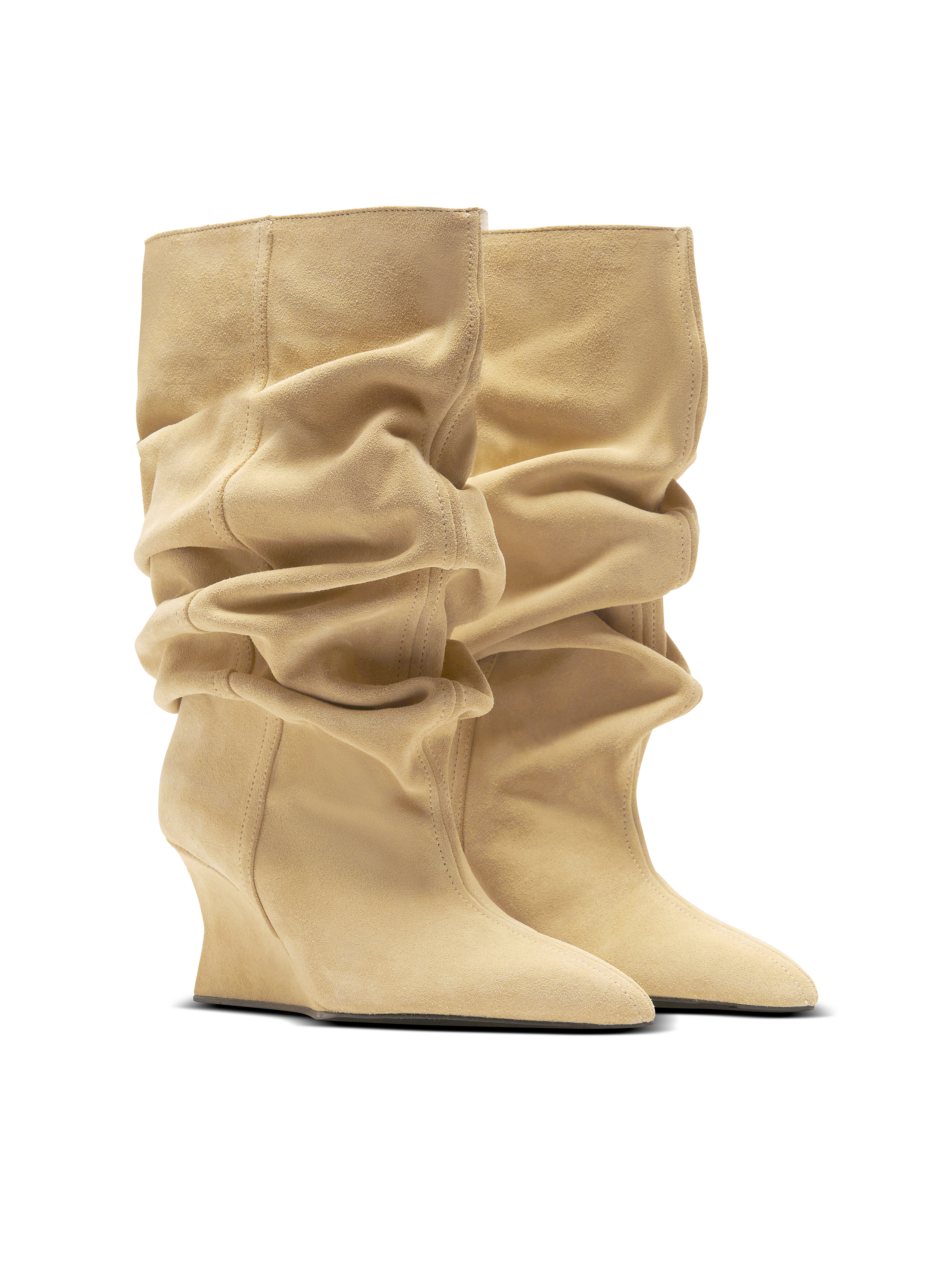 Draped suede Wedge ankle boots