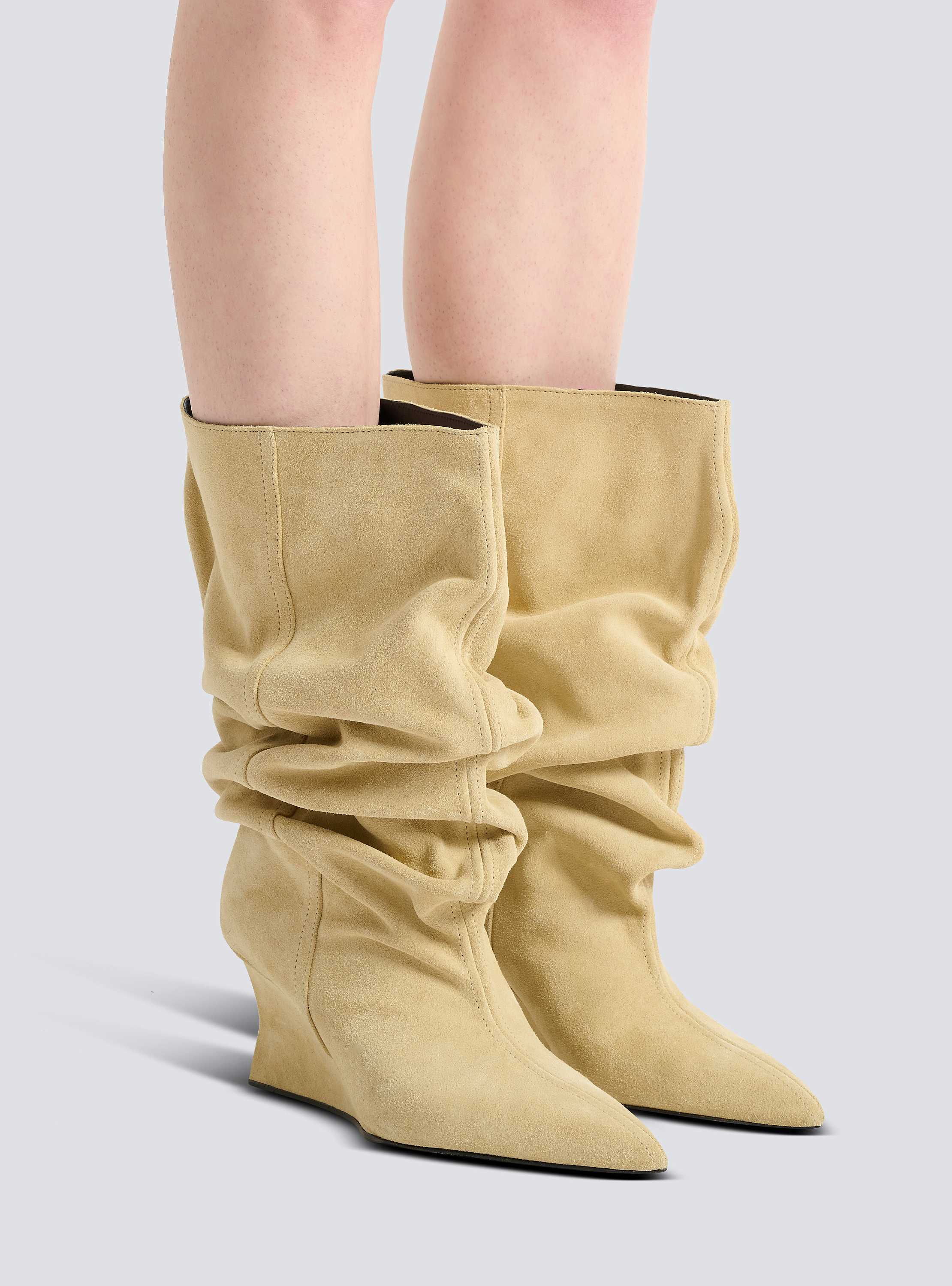 Draped suede Wedge ankle boots