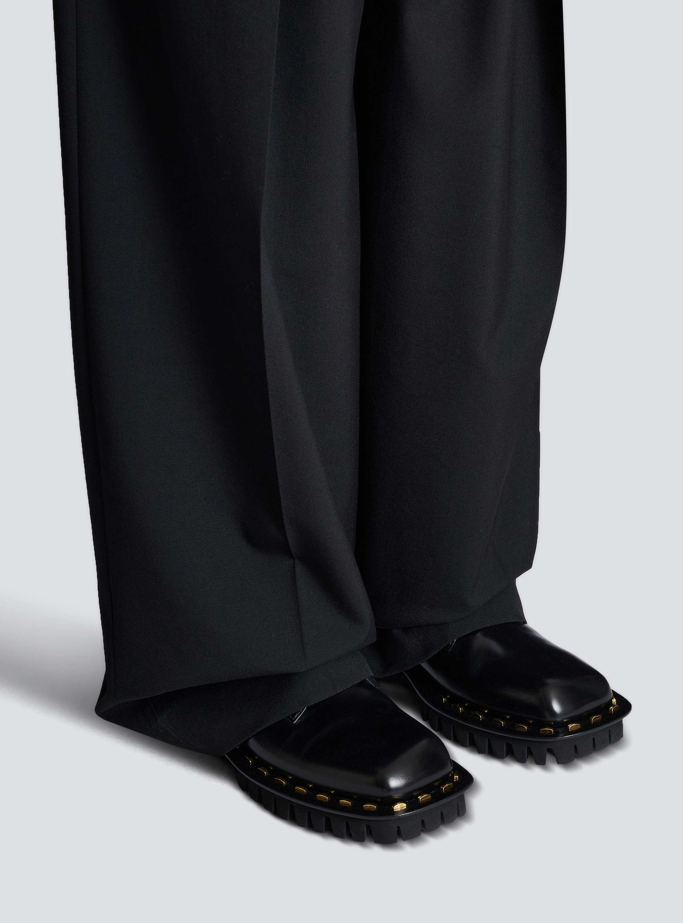 Glazed leather army boots