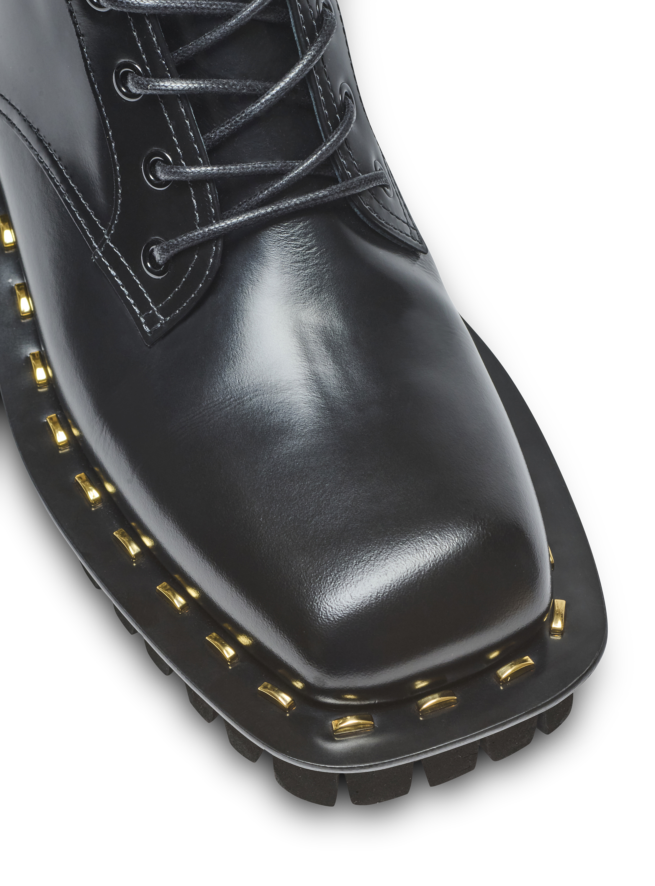 Glazed leather army boots